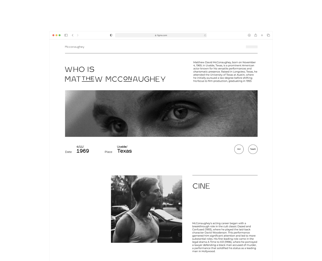Landing page — biography — Интерфейсы на Dprofile