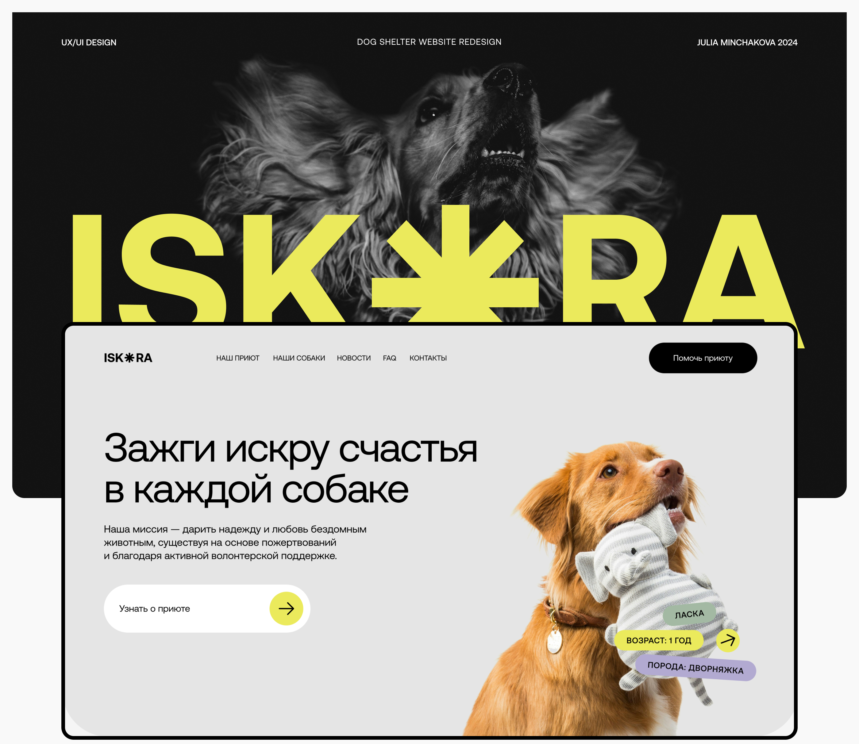 ISKRA DOG SHELTER | Website redesign — Изображение №1 — Интерфейсы на Dprofile