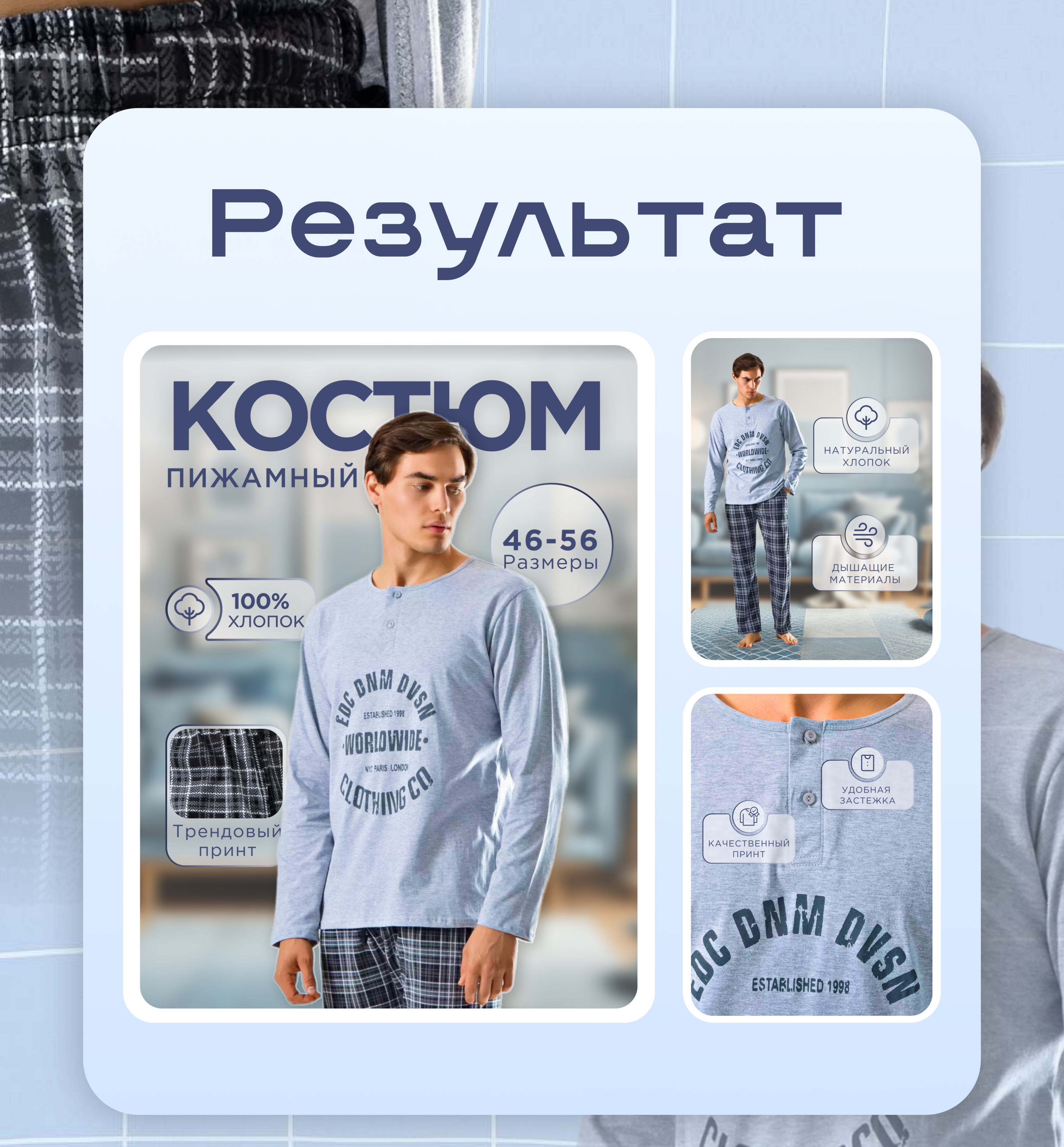 Дизайн карточки пижамы для маркетплейсов — Изображение №3 — Графика, Маркетинг на Dprofile
