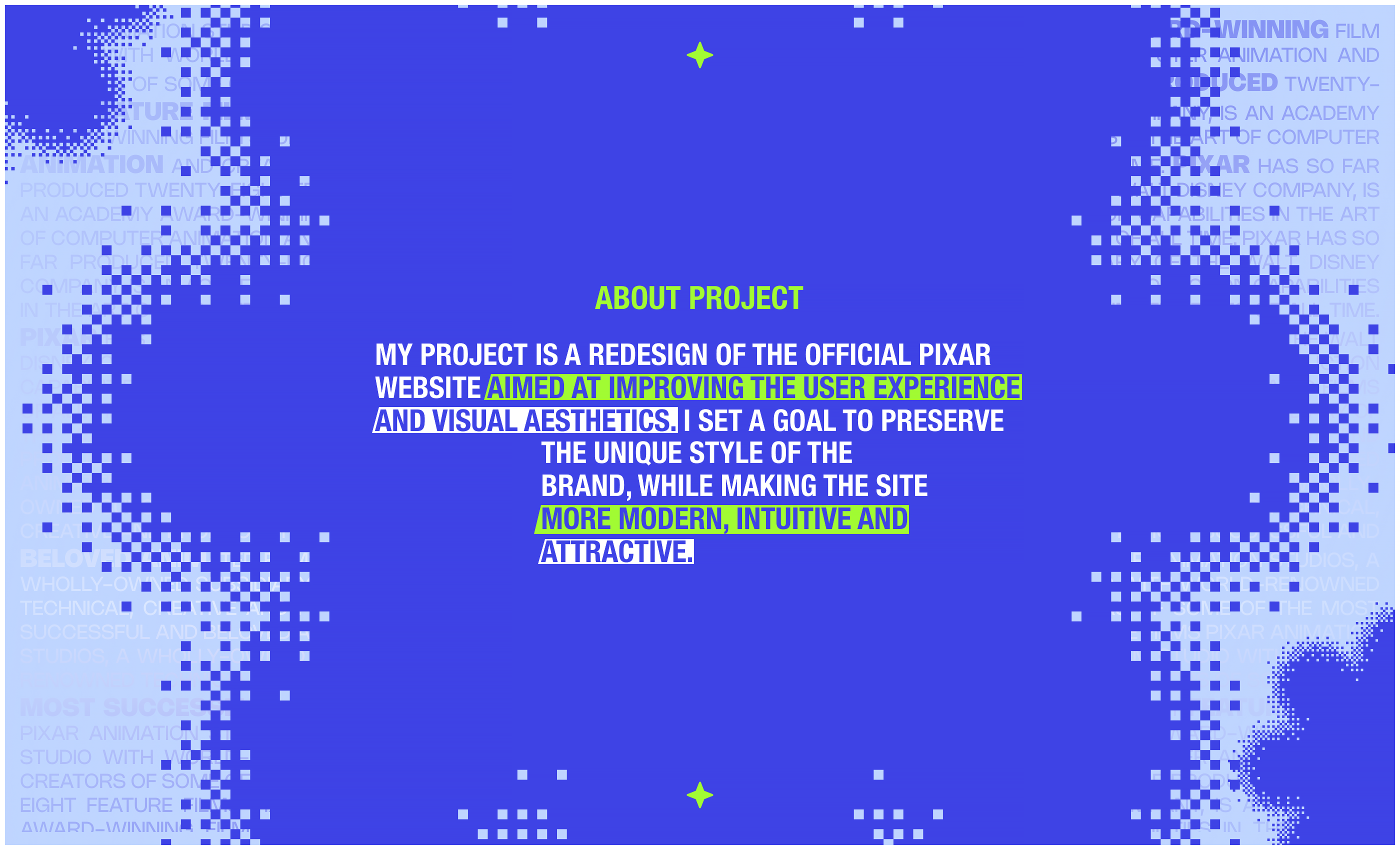 PIXAR | CORPORATE WEB-SITE REDESIGN — Изображение №3 — Интерфейсы, Брендинг на Dprofile