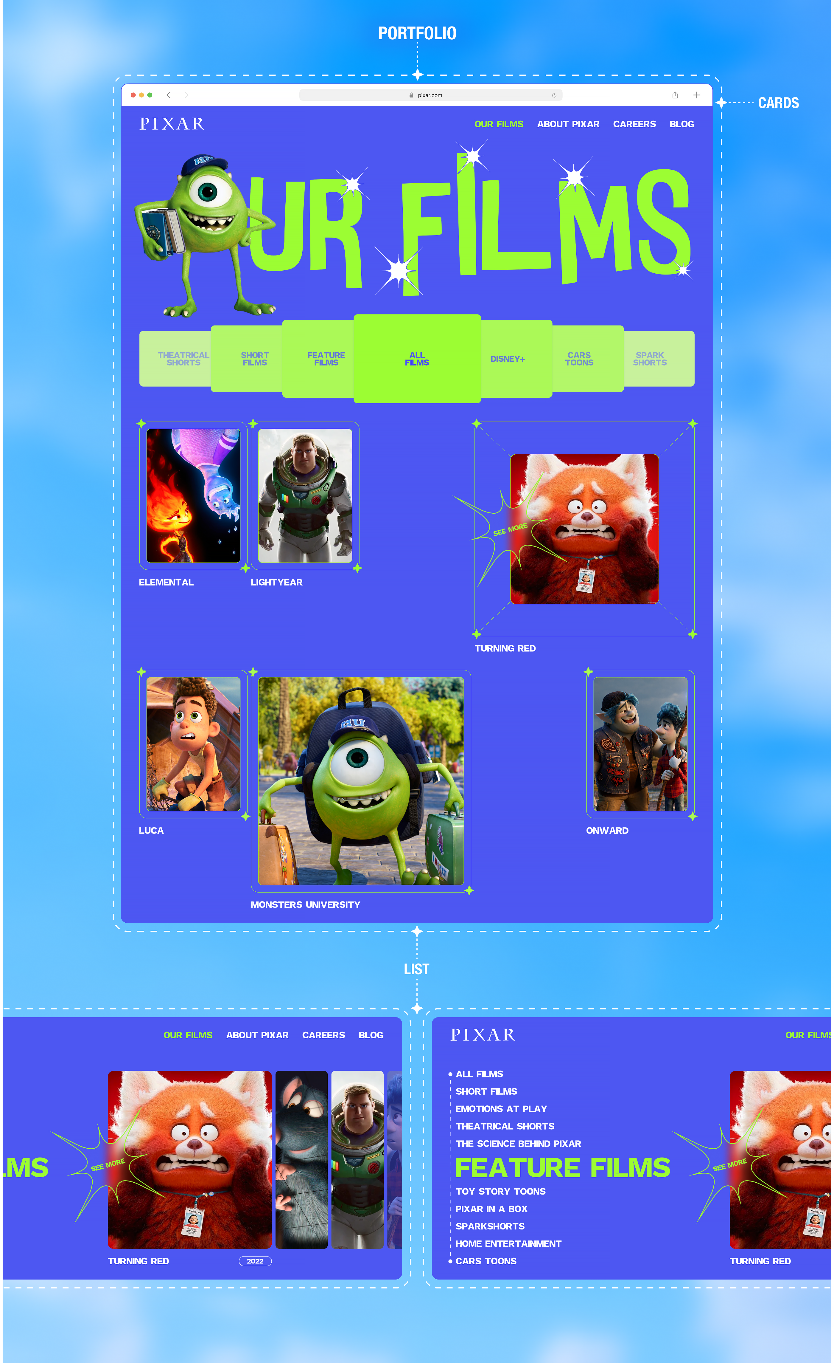 PIXAR | CORPORATE WEB-SITE REDESIGN — Изображение №8 — Интерфейсы, Брендинг на Dprofile