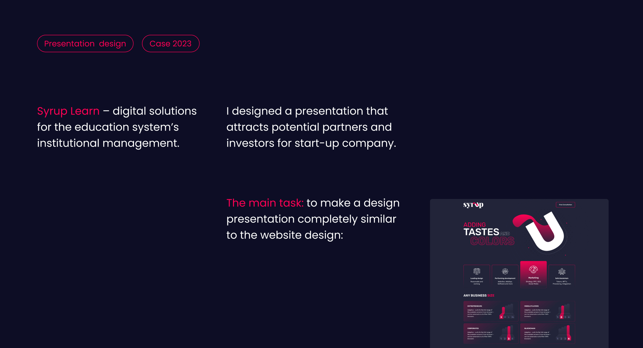 Syrup | Presentation — Изображение №2 — Графика, Маркетинг на Dprofile