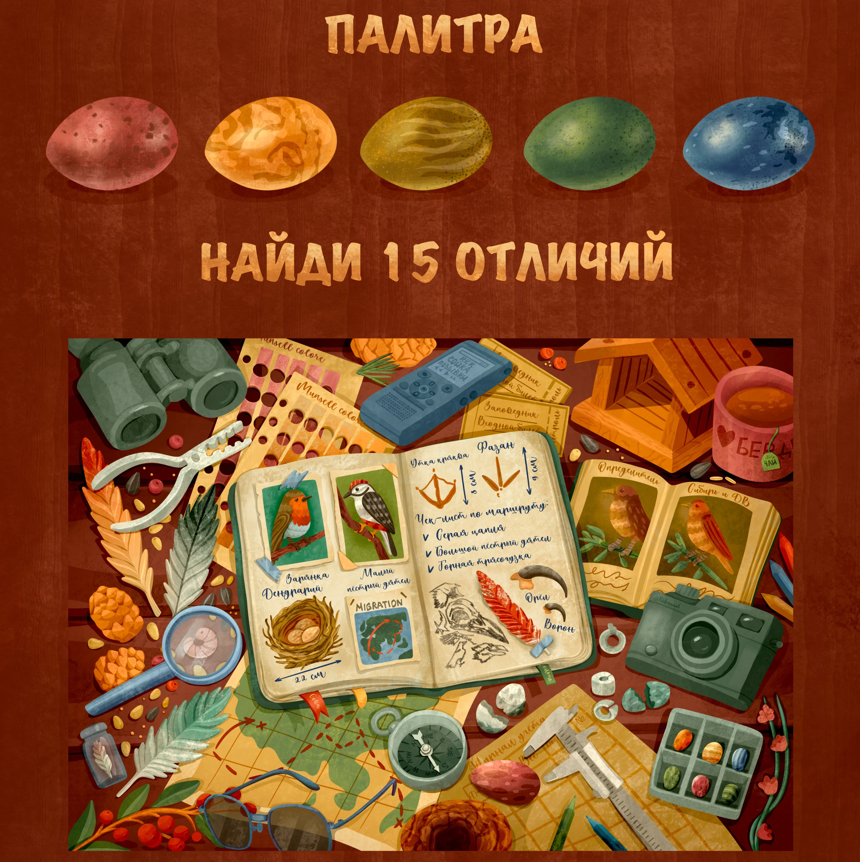 Игра Найди отличия: дневник орнитолога — Изображение №3 — Иллюстрация на Dprofile