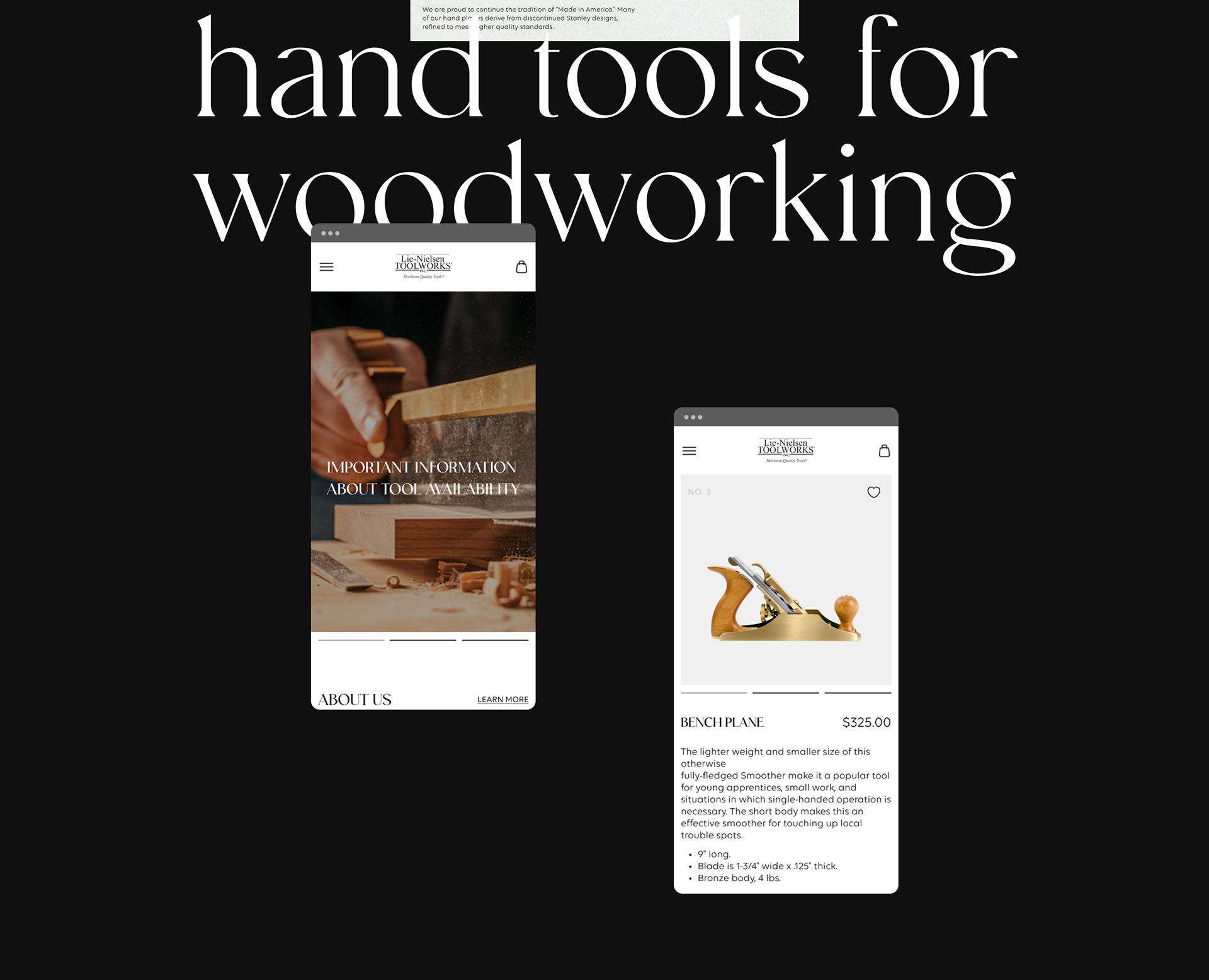 Lie-Nielsen Toolworks | E-commerce redesign — Изображение №2 — Интерфейсы на Dprofile