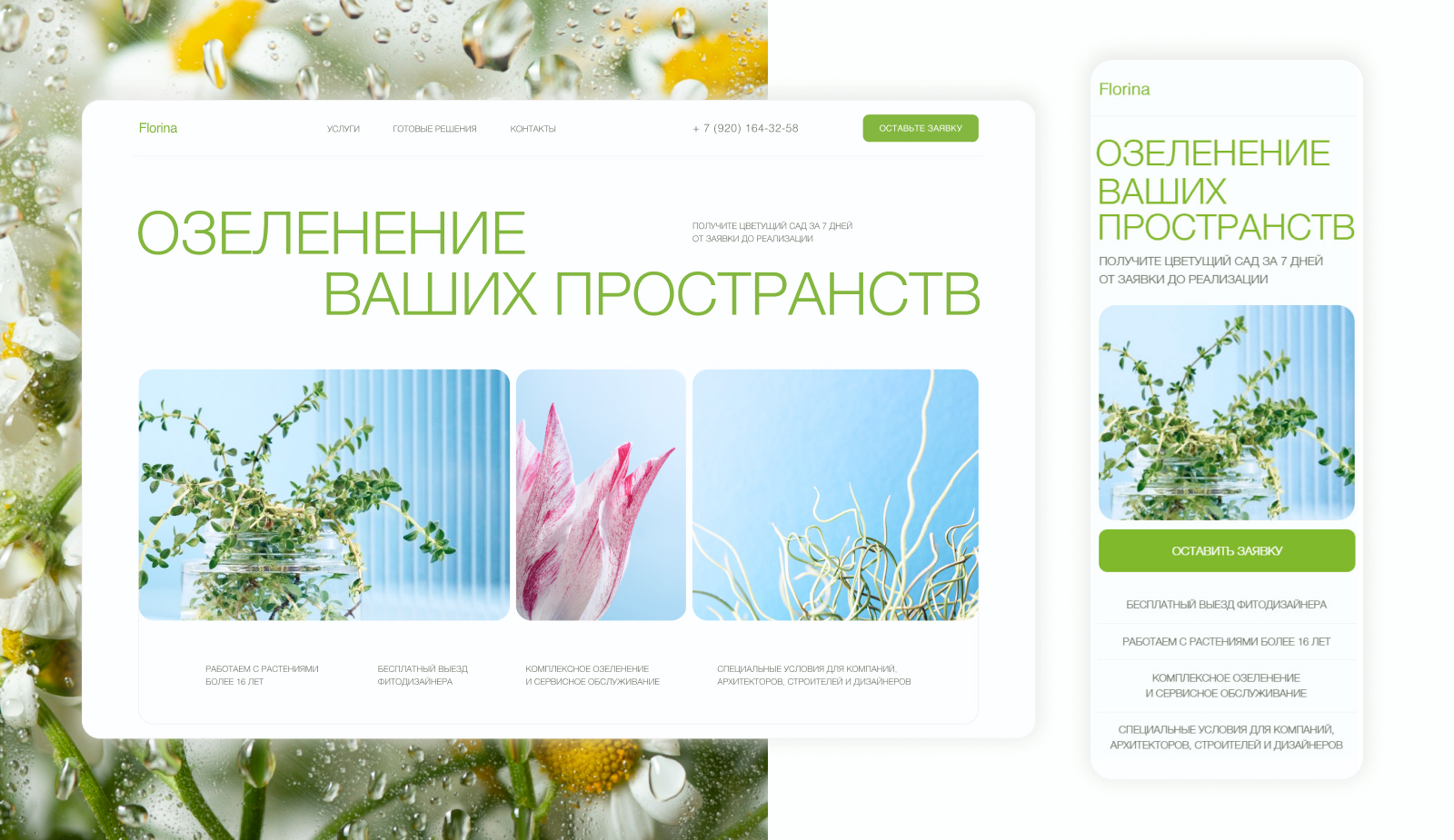 FLORINA // Компания по озеленению — Изображение №3 — Интерфейсы на Dprofile