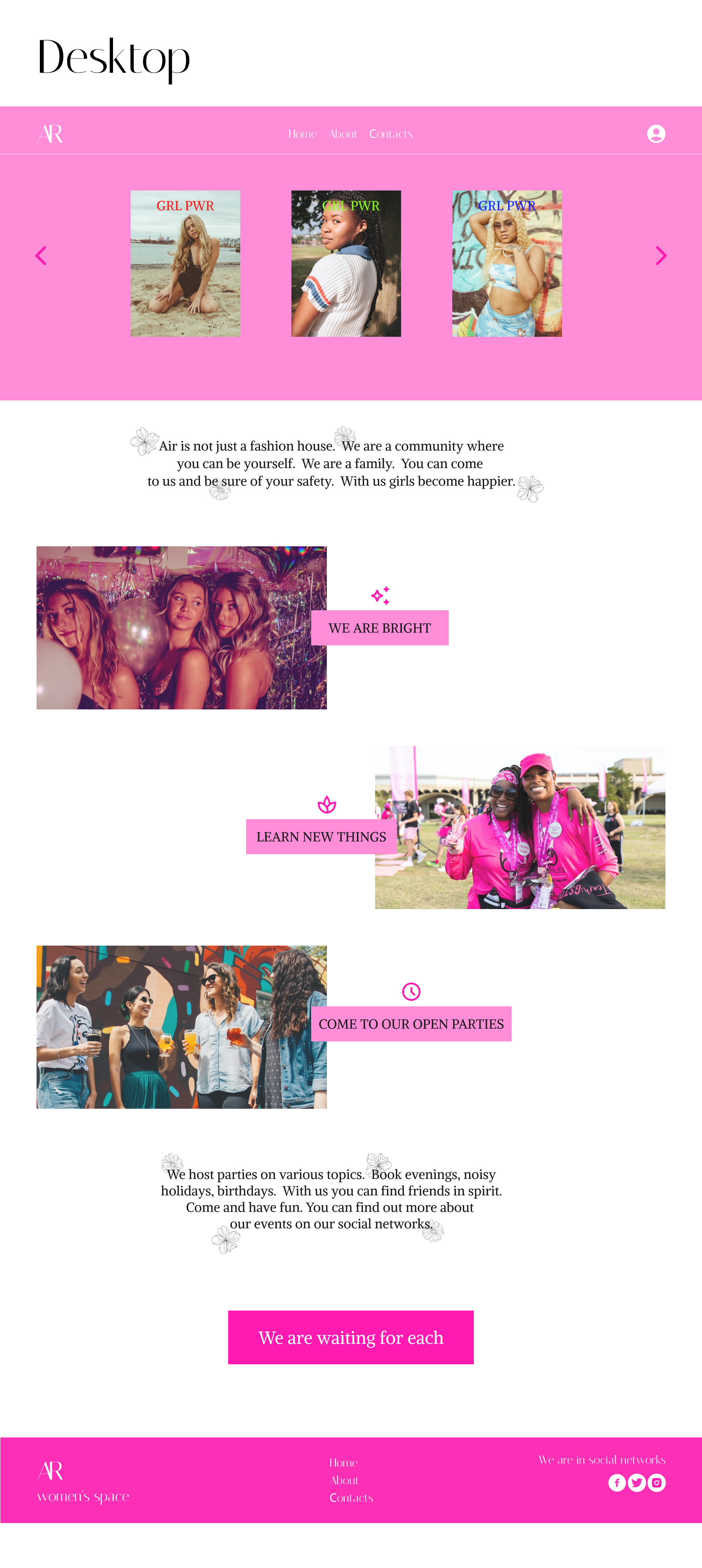 Air women's space лендинг для женского сообщества — Изображение №4 — Интерфейсы на Dprofile