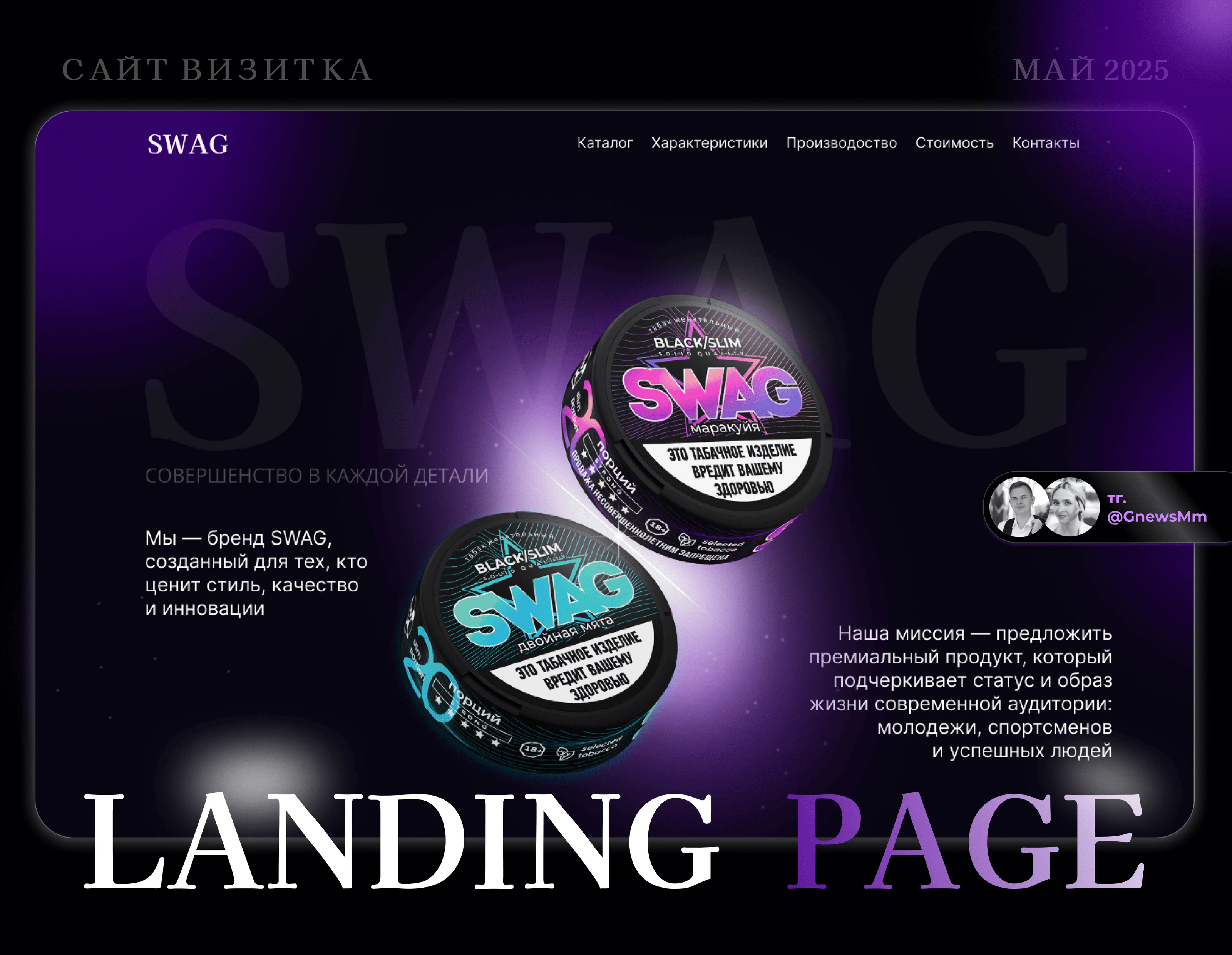 Сайт визитка для SWAG | Landing Page — Изображение №1 — Интерфейсы на Dprofile