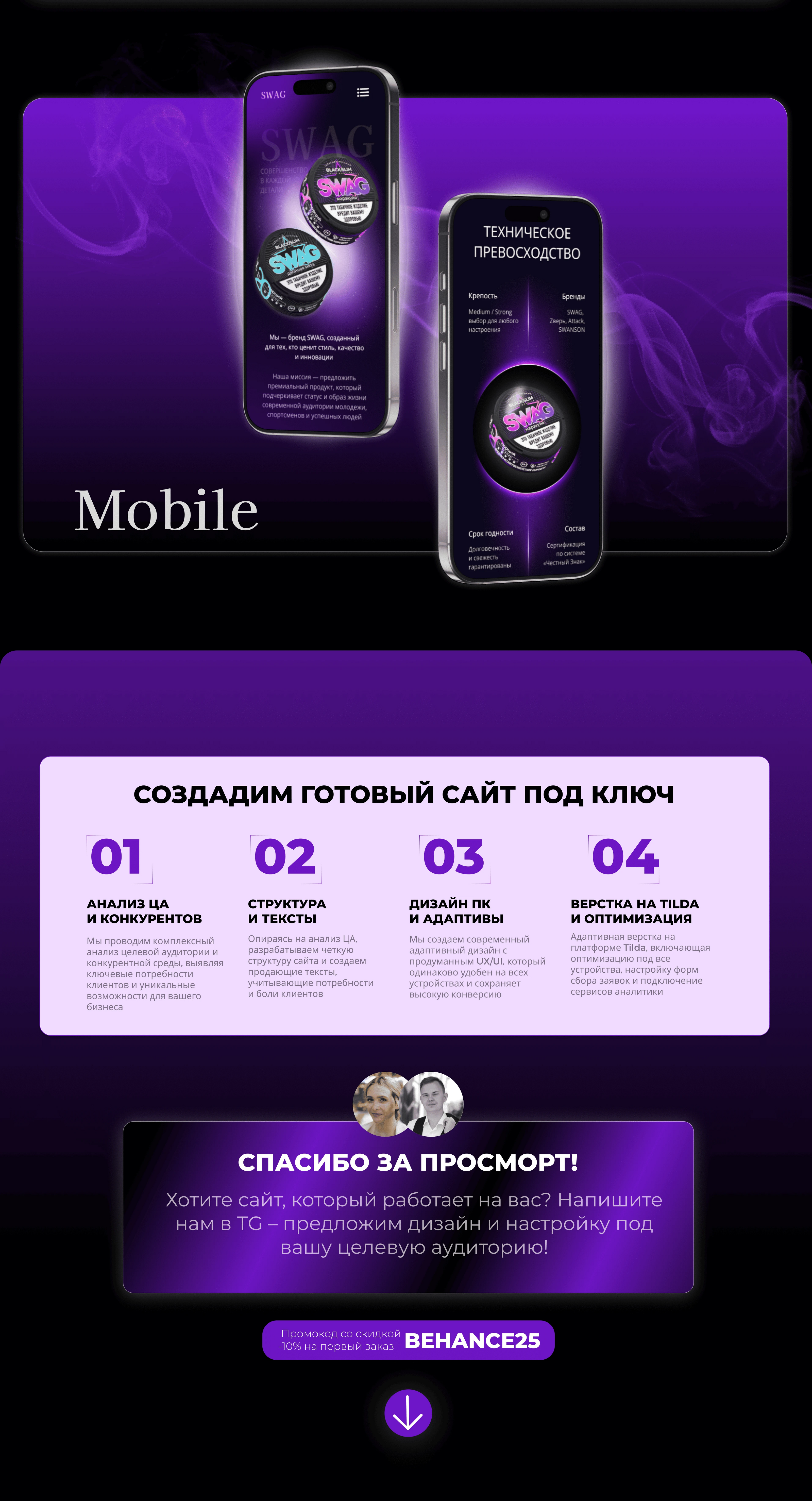 Сайт визитка для SWAG | Landing Page — Изображение №6 — Интерфейсы на Dprofile