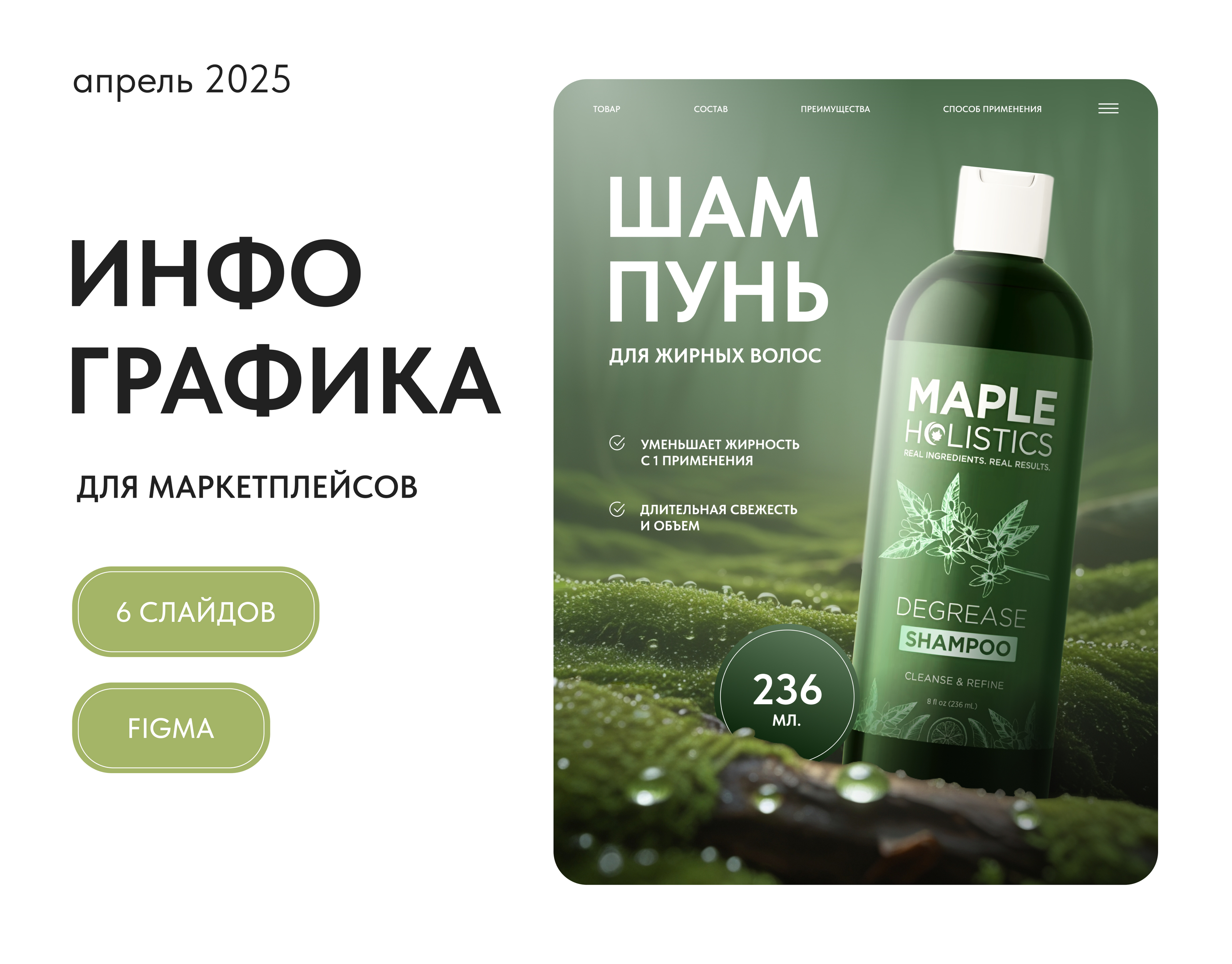 Инфографика. Карточка товара. Шампунь. Косметика — Изображение №1 — Графика, Маркетинг на Dprofile