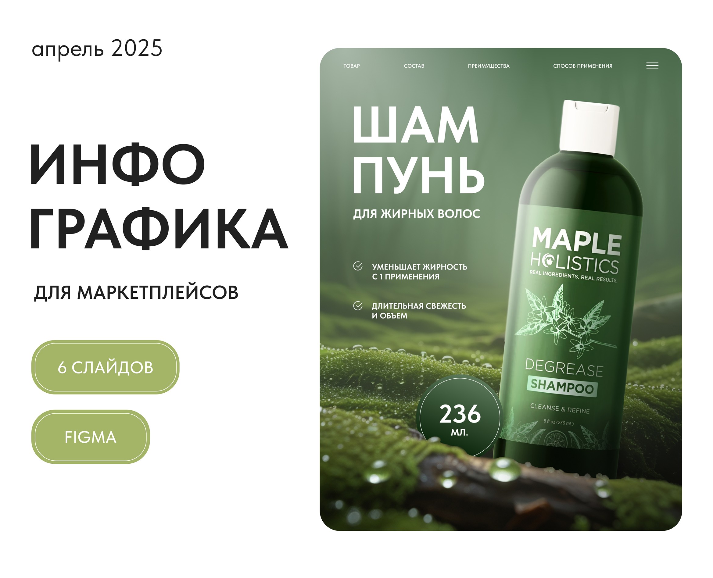 Инфографика. Карточка товара. Шампунь. Косметика — Графика, Маркетинг на Dprofile