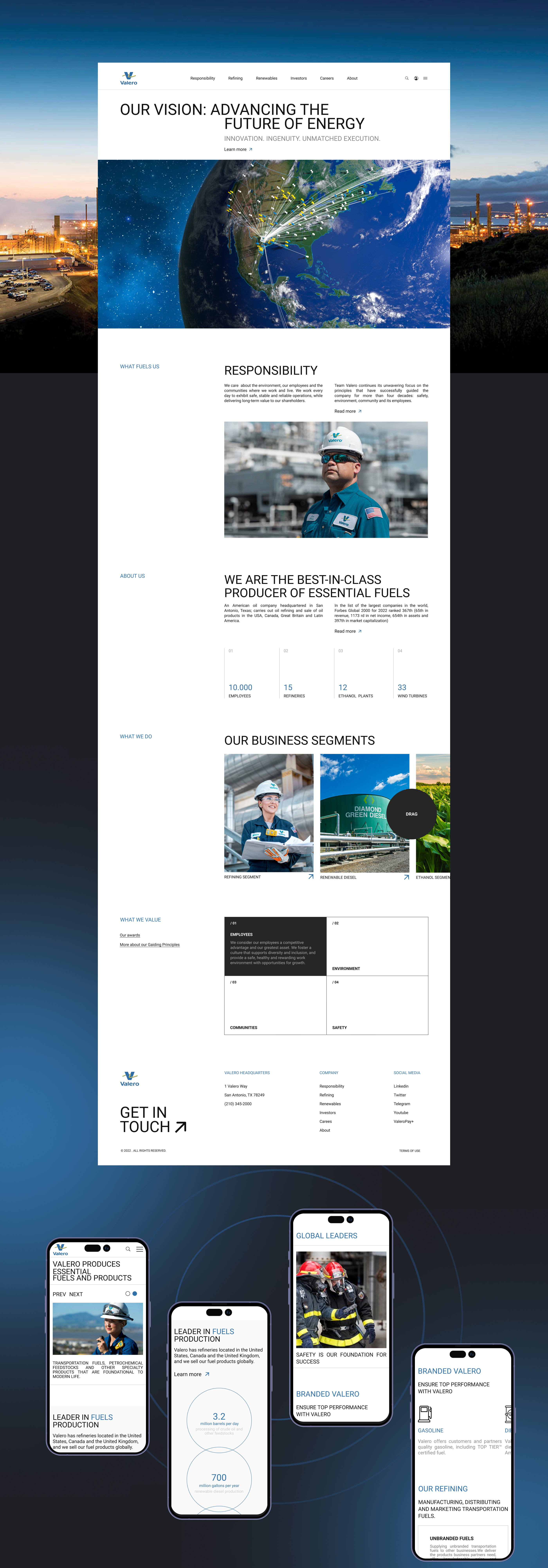 VALERO | corporate website — Изображение №2 — Интерфейсы на Dprofile