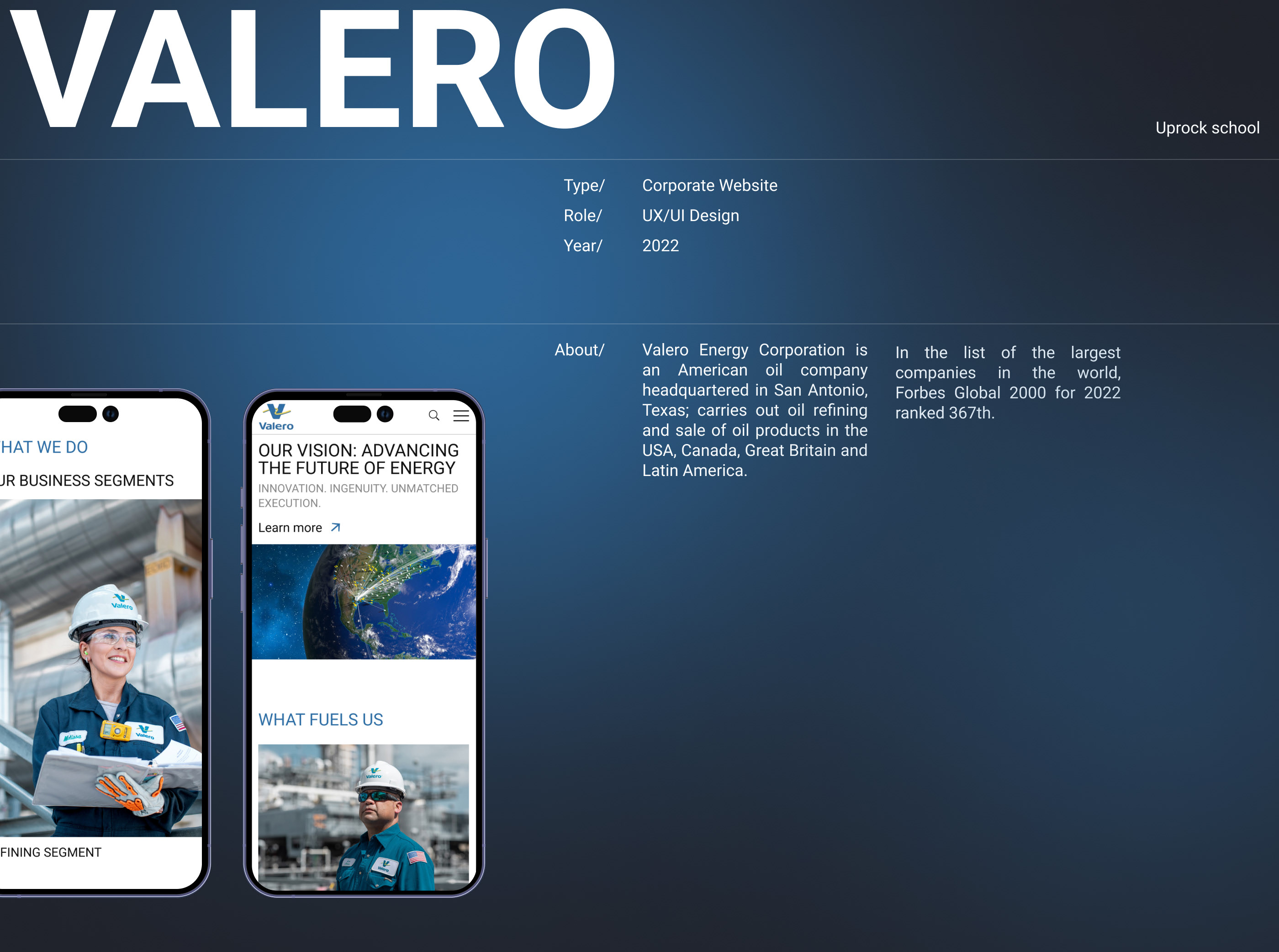 VALERO | corporate website — Изображение №1 — Интерфейсы на Dprofile