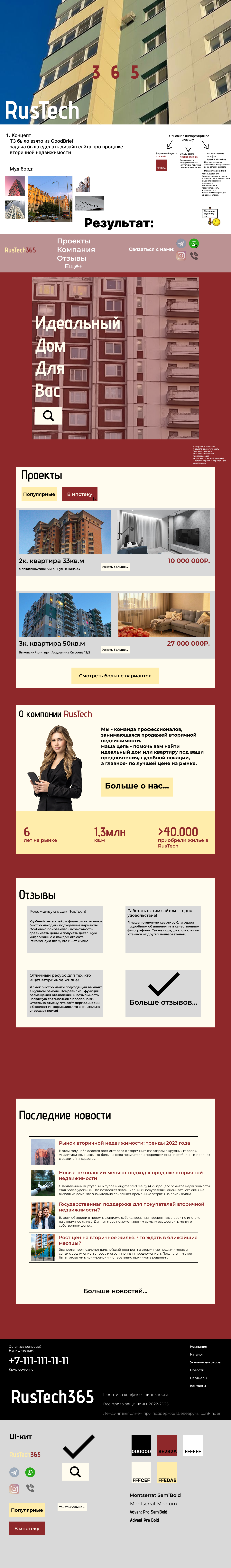 дизайн сайта по продаже вторичной недвижимости+ UI кит — Изображение №1 — Интерфейсы, Брендинг на Dprofile