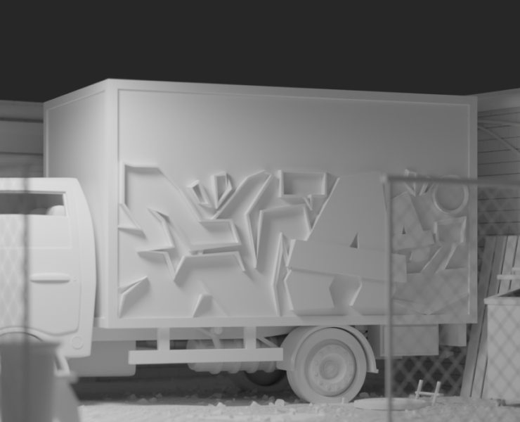 3D Clay Concept "Graffiti Truck" на Dprofile