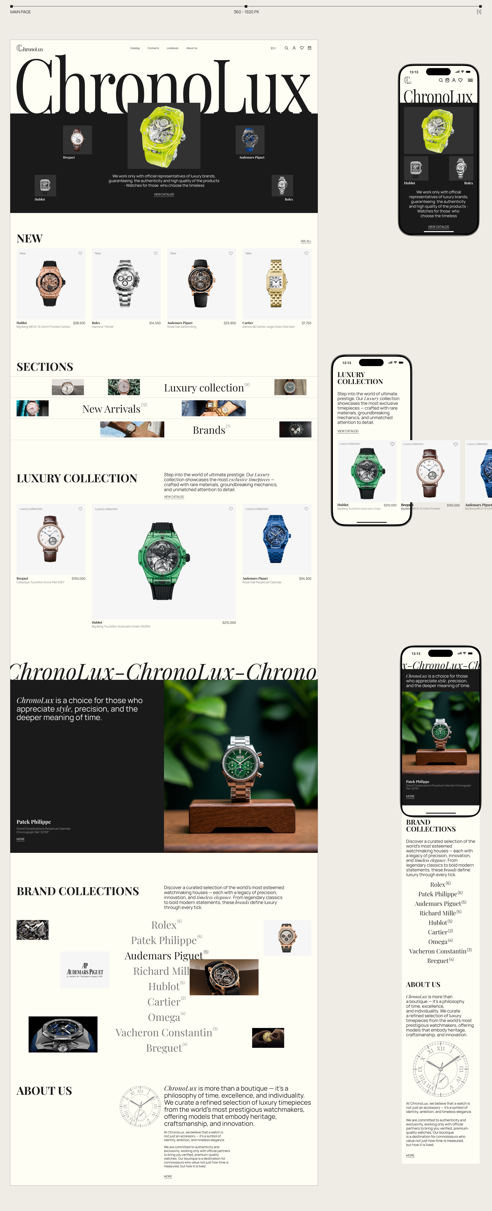 E-Commerce UI/UX - Luxury Watch - ChronoLux — Изображение №3 — Интерфейсы, Брендинг на Dprofile