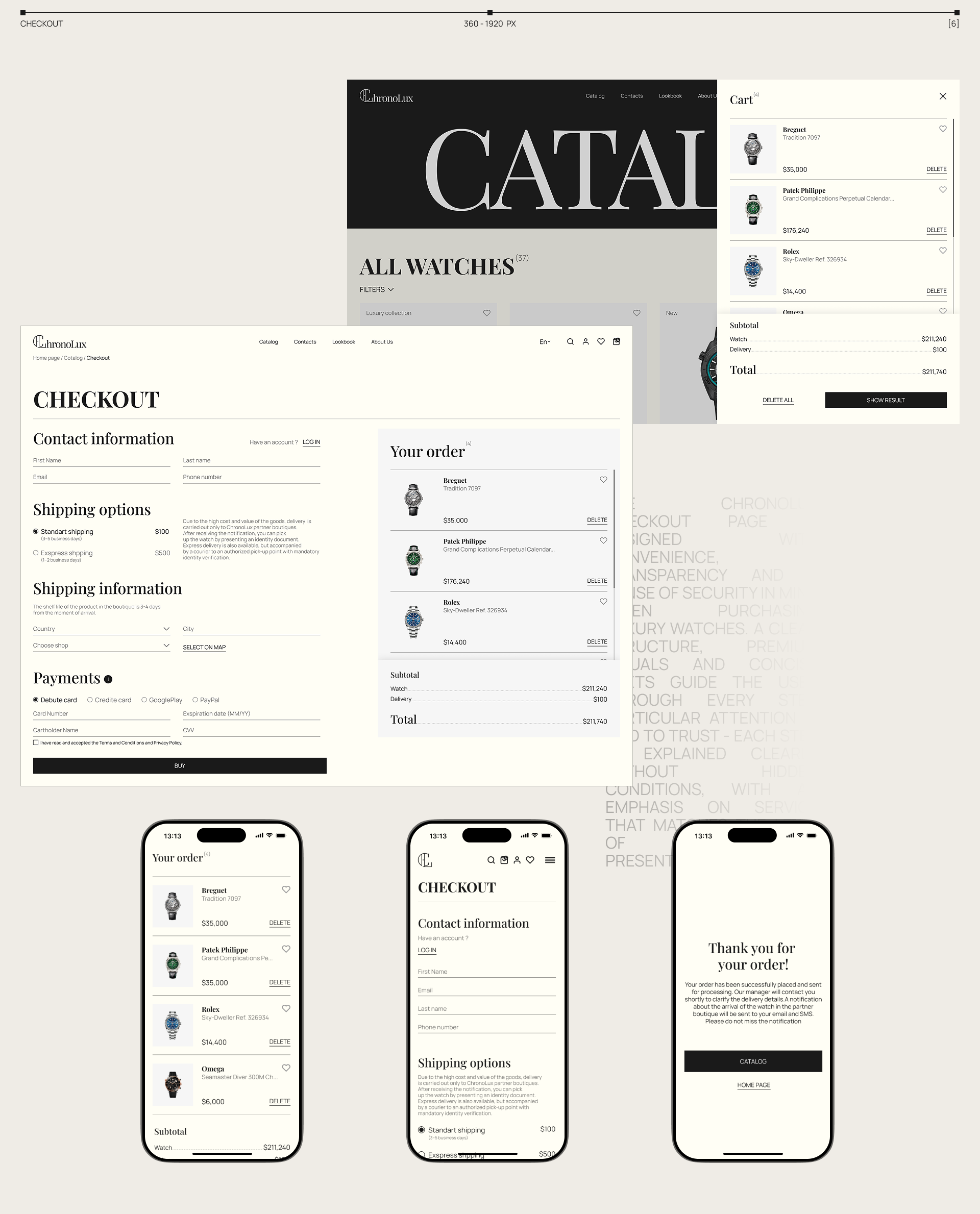E-Commerce UI/UX - Luxury Watch - ChronoLux — Изображение №10 — Интерфейсы, Брендинг на Dprofile