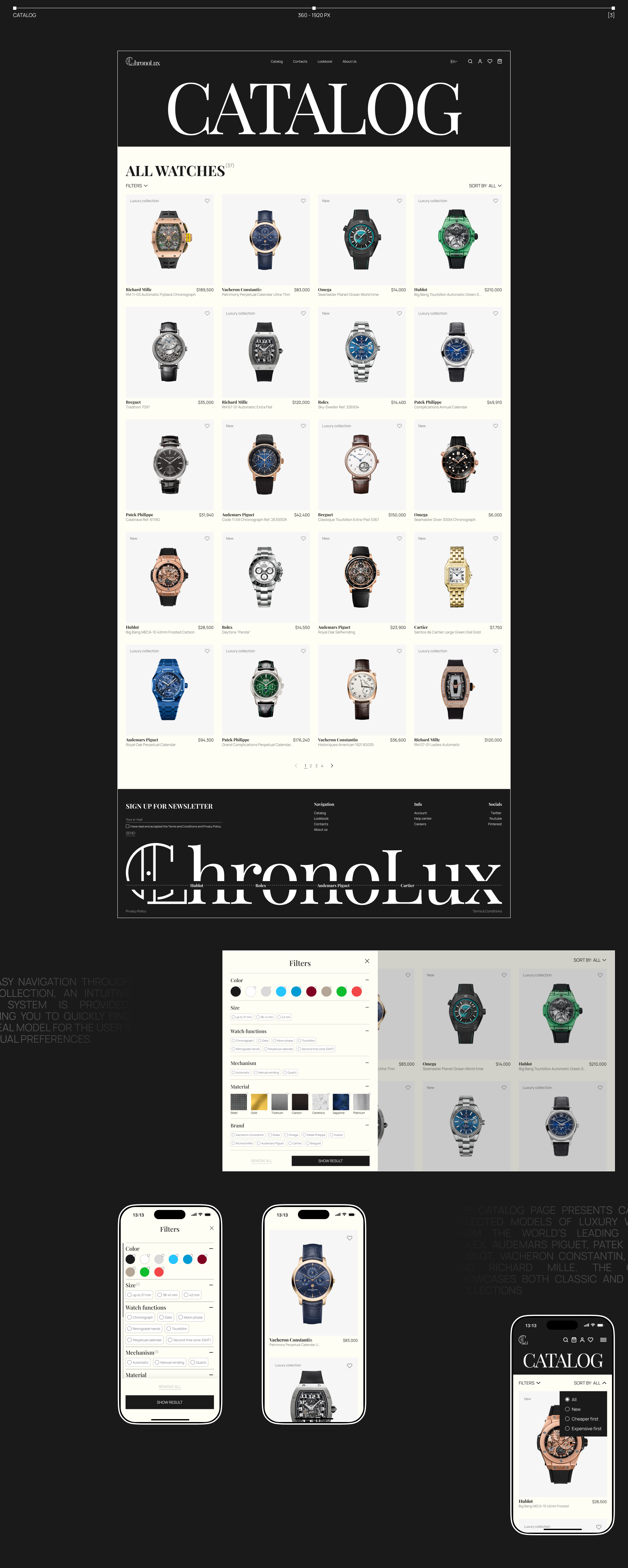 E-Commerce UI/UX - Luxury Watch - ChronoLux — Изображение №6 — Интерфейсы, Брендинг на Dprofile