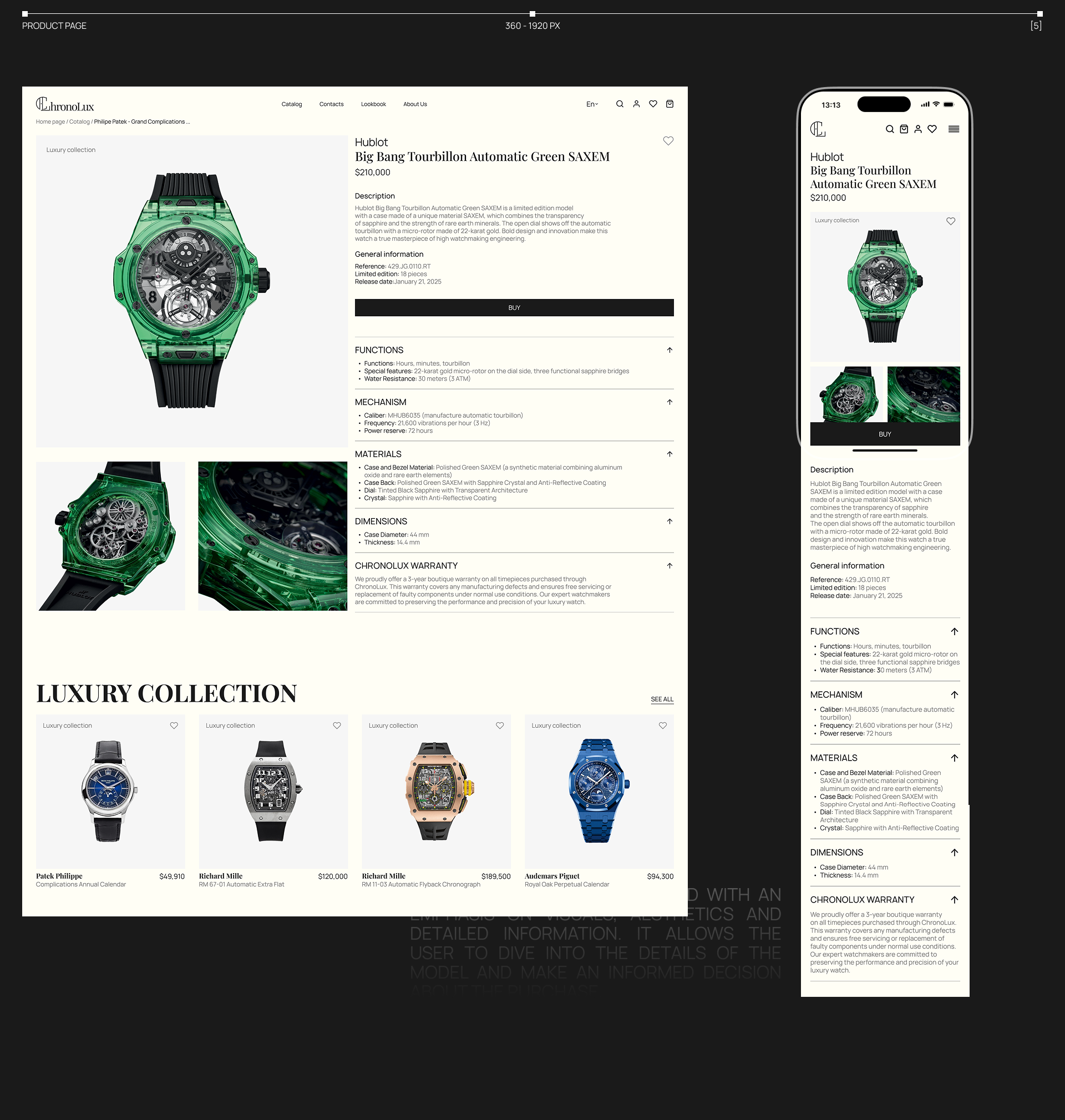 E-Commerce UI/UX - Luxury Watch - ChronoLux — Изображение №8 — Интерфейсы, Брендинг на Dprofile