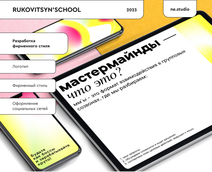 Фирменный стиль для онлайн-школы rukovitsyn'school — Интерфейсы, Брендинг на Dprofile