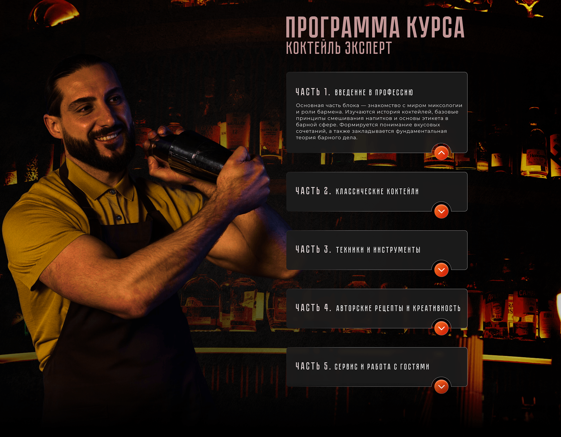Курс барменов | Landing Page — Изображение №4 — Интерфейсы, Графика на Dprofile