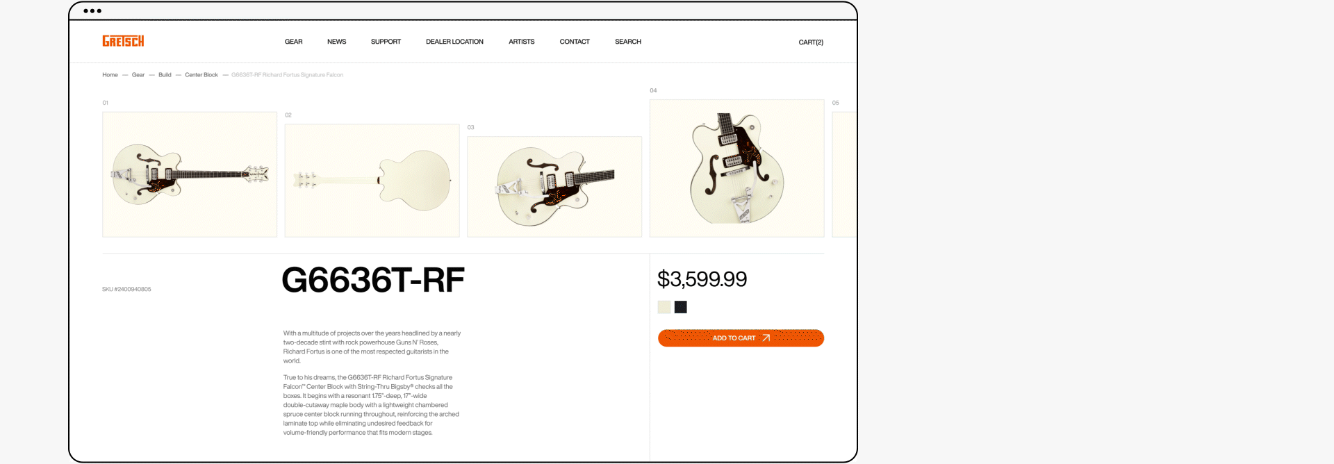 Gretsch Website Ecommerce — Изображение №11 — Интерфейсы, Анимация на Dprofile