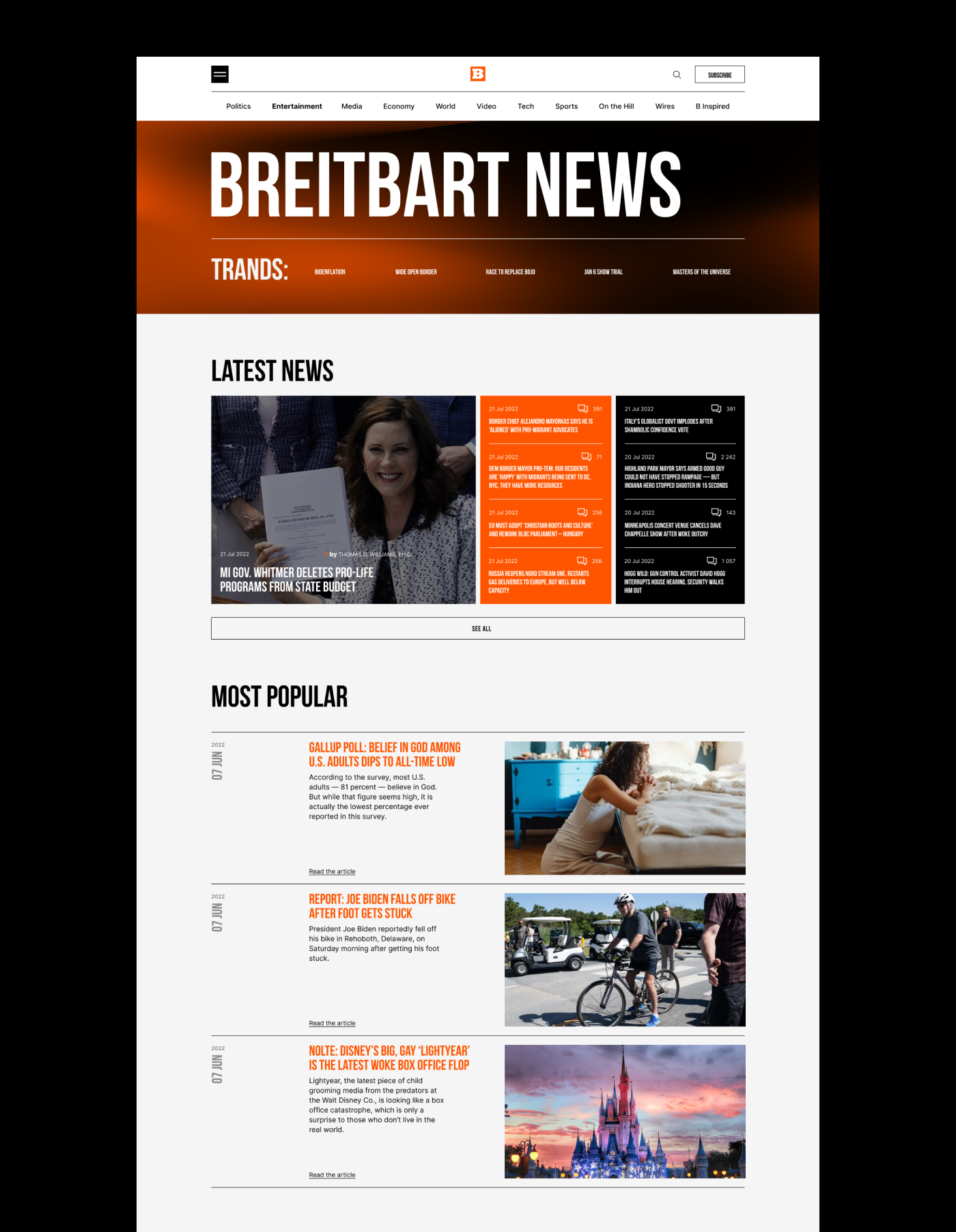 BREIBART NEWS — редизайн новостного сайта — Изображение №3 — Интерфейсы на Dprofile