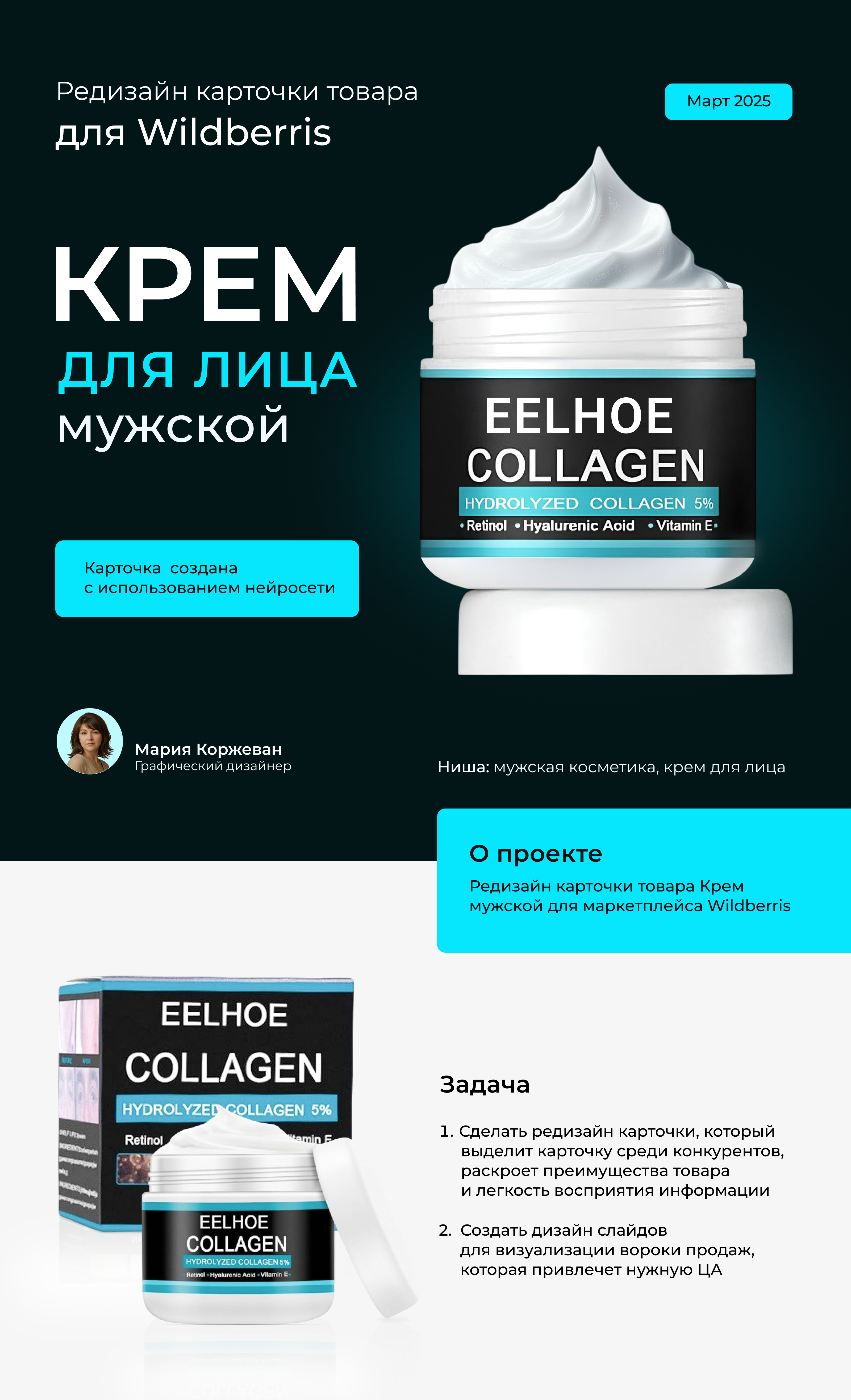Редизайн карточки товара крем мужской — Изображение №1 — Графика, Маркетинг на Dprofile