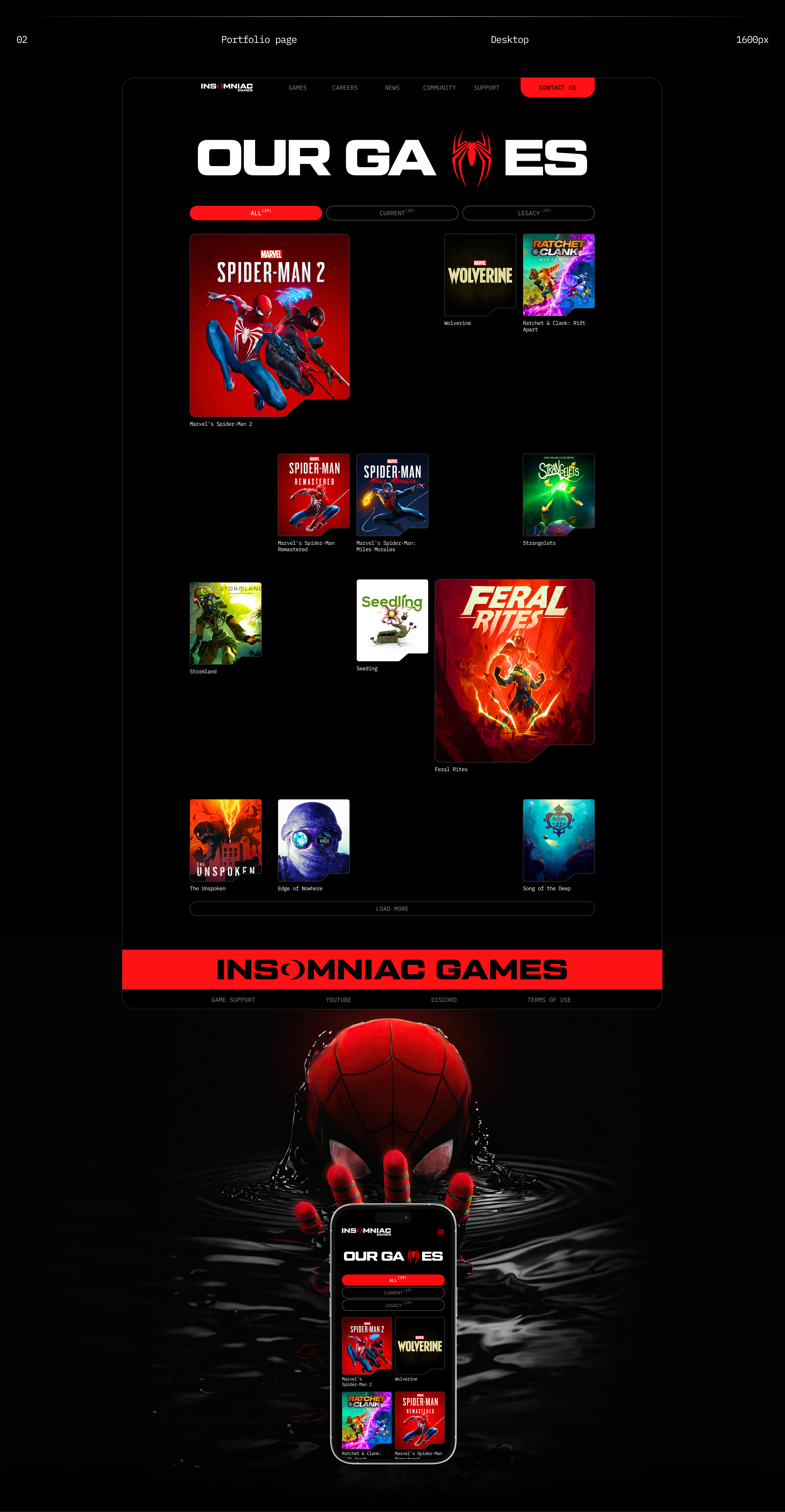 Insomniac Games | Corporate website redesign — Изображение №5 — Интерфейсы, Брендинг на Dprofile