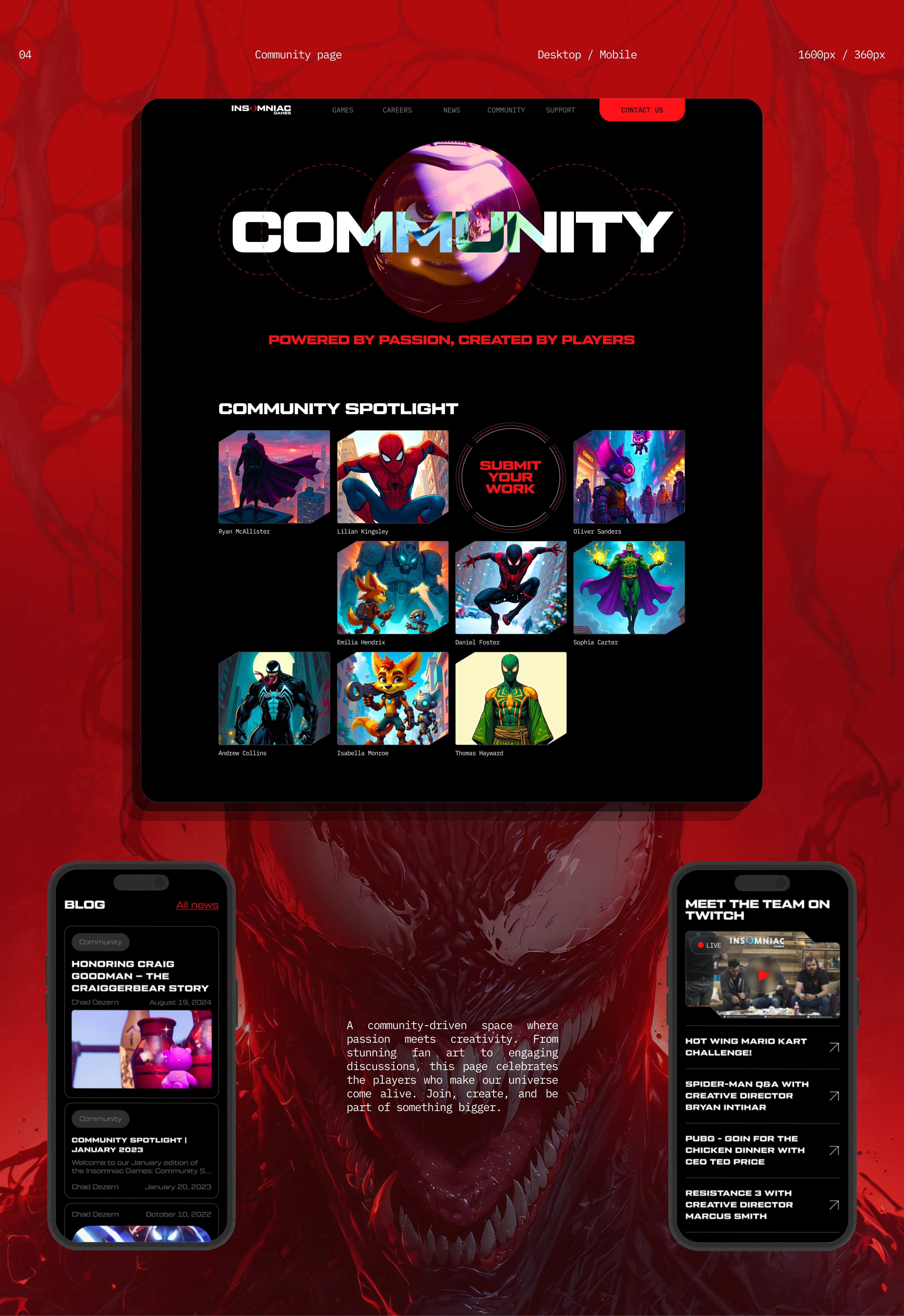 Insomniac Games | Corporate website redesign — Изображение №9 — Интерфейсы, Брендинг на Dprofile