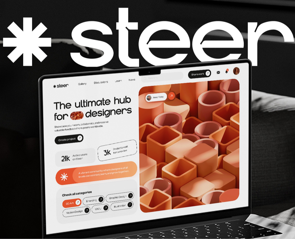 Steer – Hub for Designers – UI/UX Design — Интерфейсы, Брендинг на Dprofile