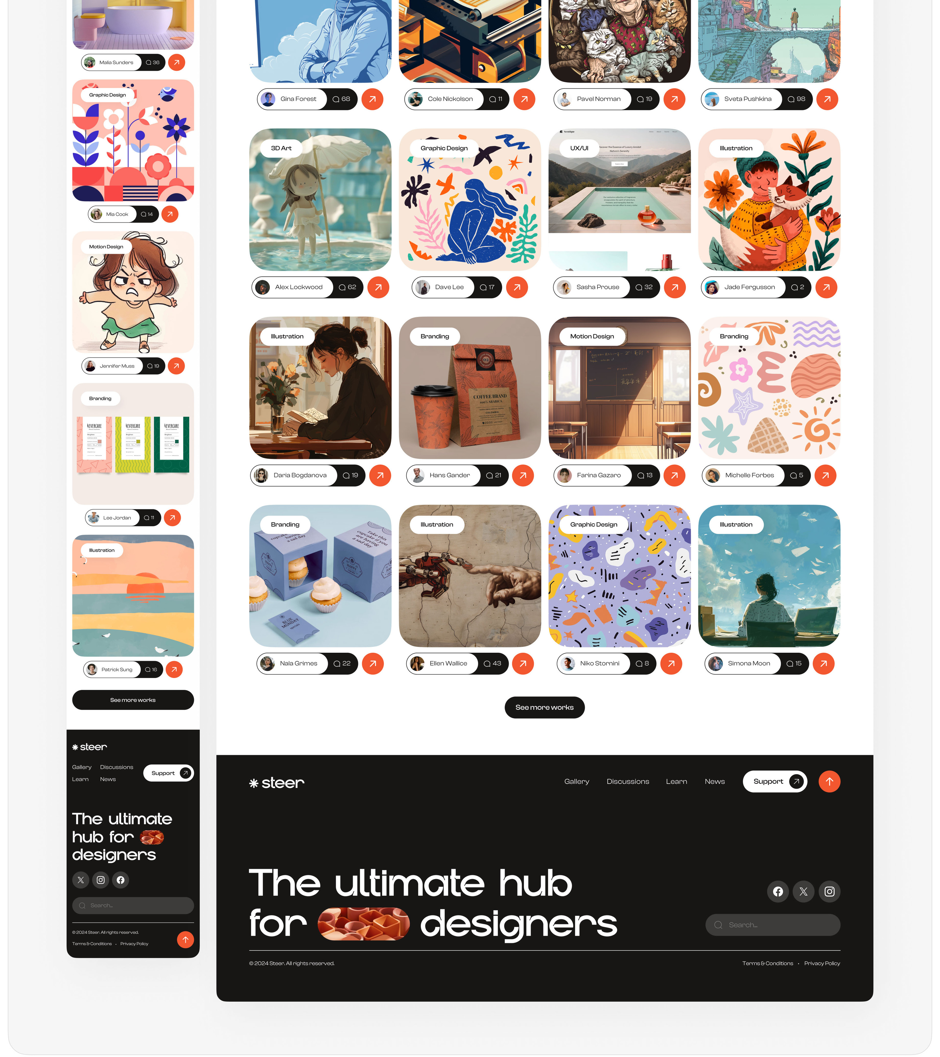 Steer – Hub for Designers – UI/UX Design — Изображение №19 — Интерфейсы, Брендинг на Dprofile