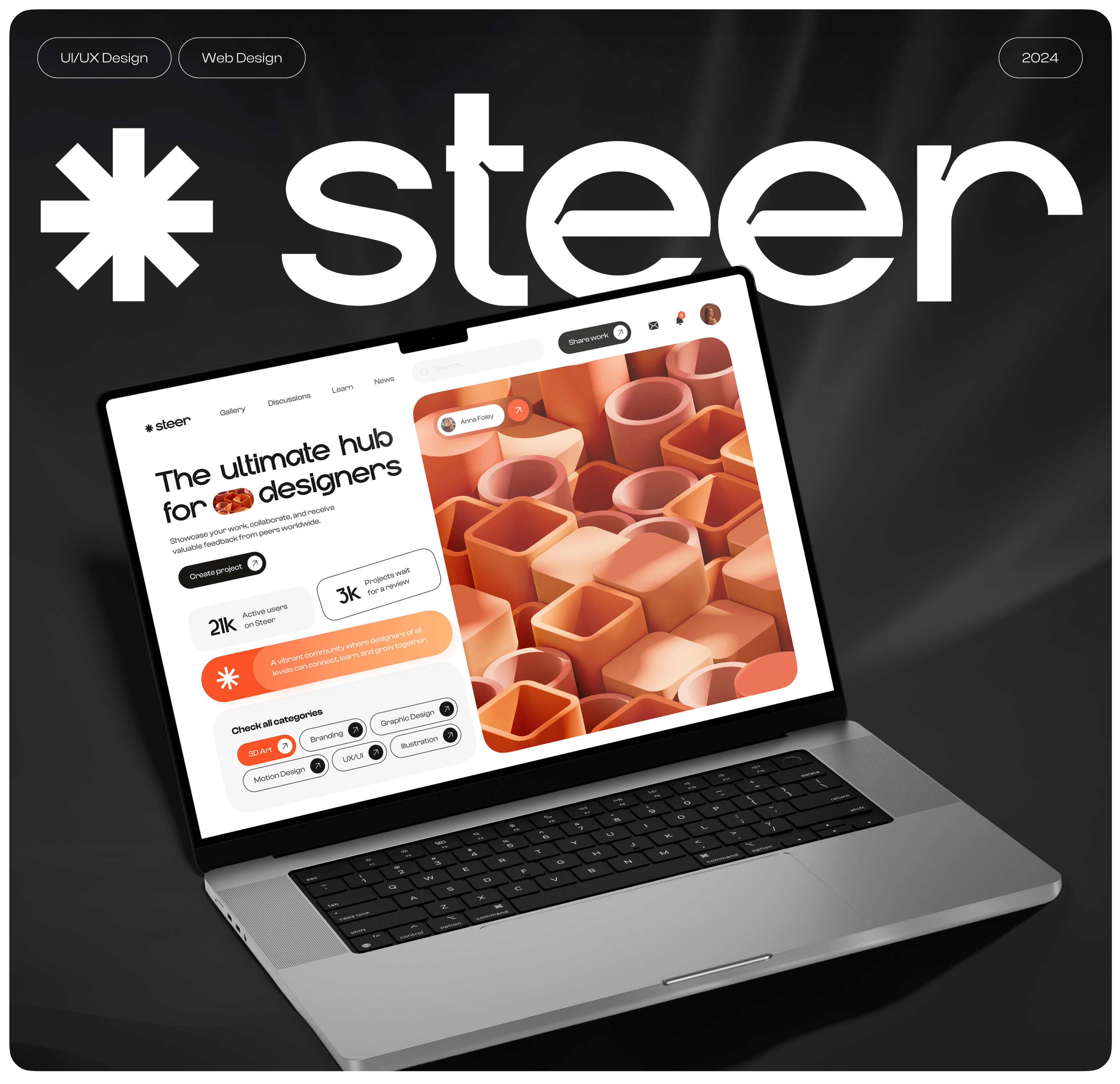 Steer – Hub for Designers – UI/UX Design — Изображение №1 — Интерфейсы, Брендинг на Dprofile