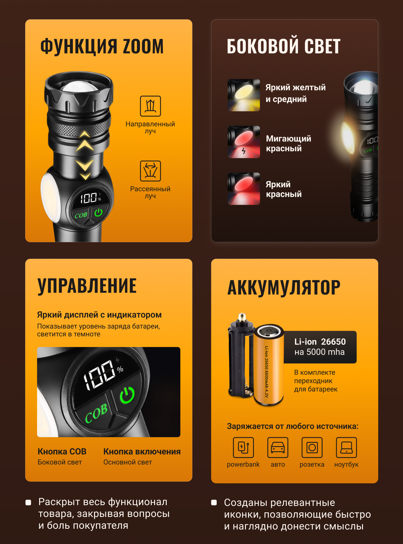 Редизайн карточки товара "Лазерный фонарь" для Wildberris — Изображение №6 — Графика, Маркетинг на Dprofile