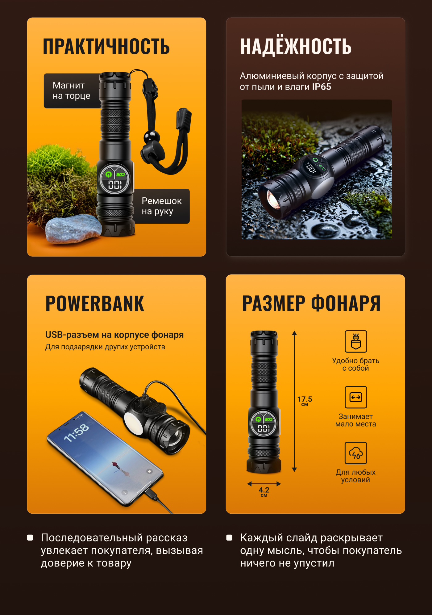 Редизайн карточки товара "Лазерный фонарь" для Wildberris — Изображение №7 — Графика, Маркетинг на Dprofile