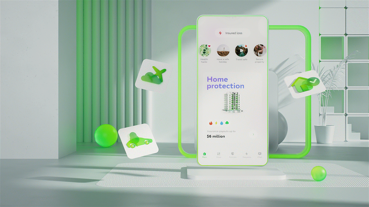 Sber Insurance. Mobile Application — Изображение №4 — 3D, Анимация на Dprofile