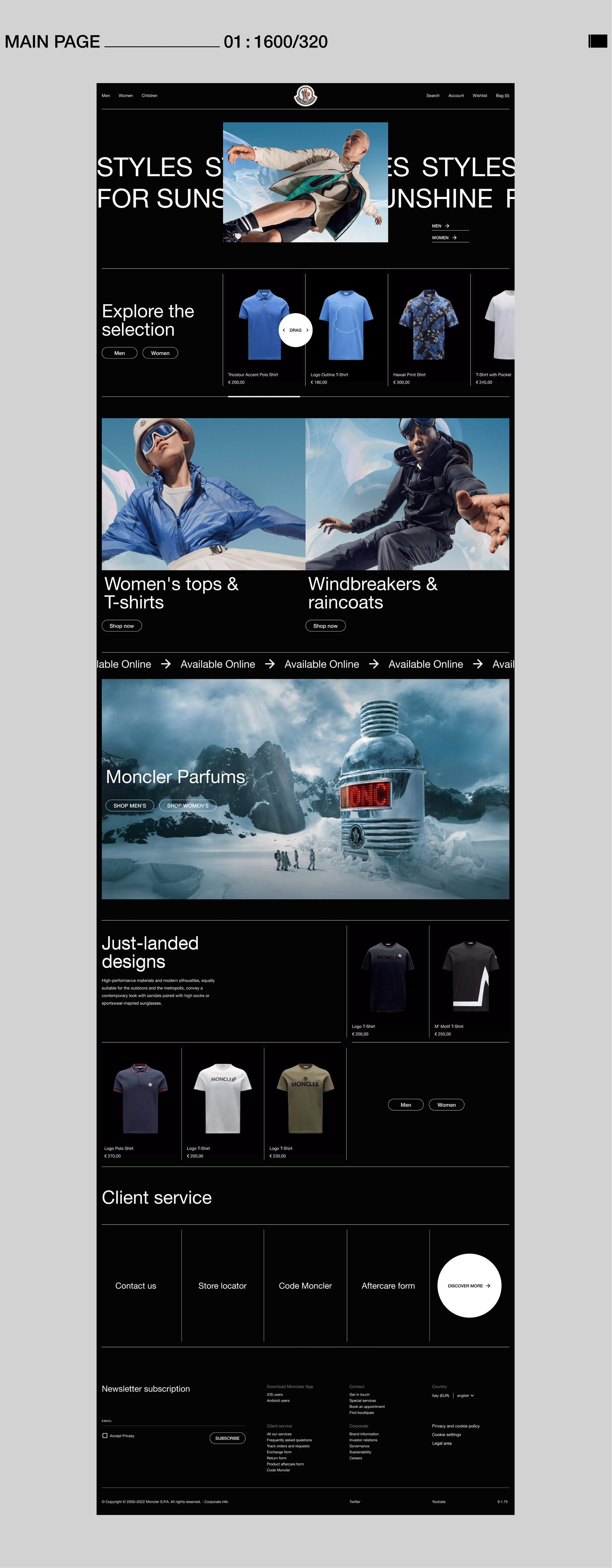 MONCLER — E-commerce redesign — Изображение №2 — Интерфейсы, Графика на Dprofile