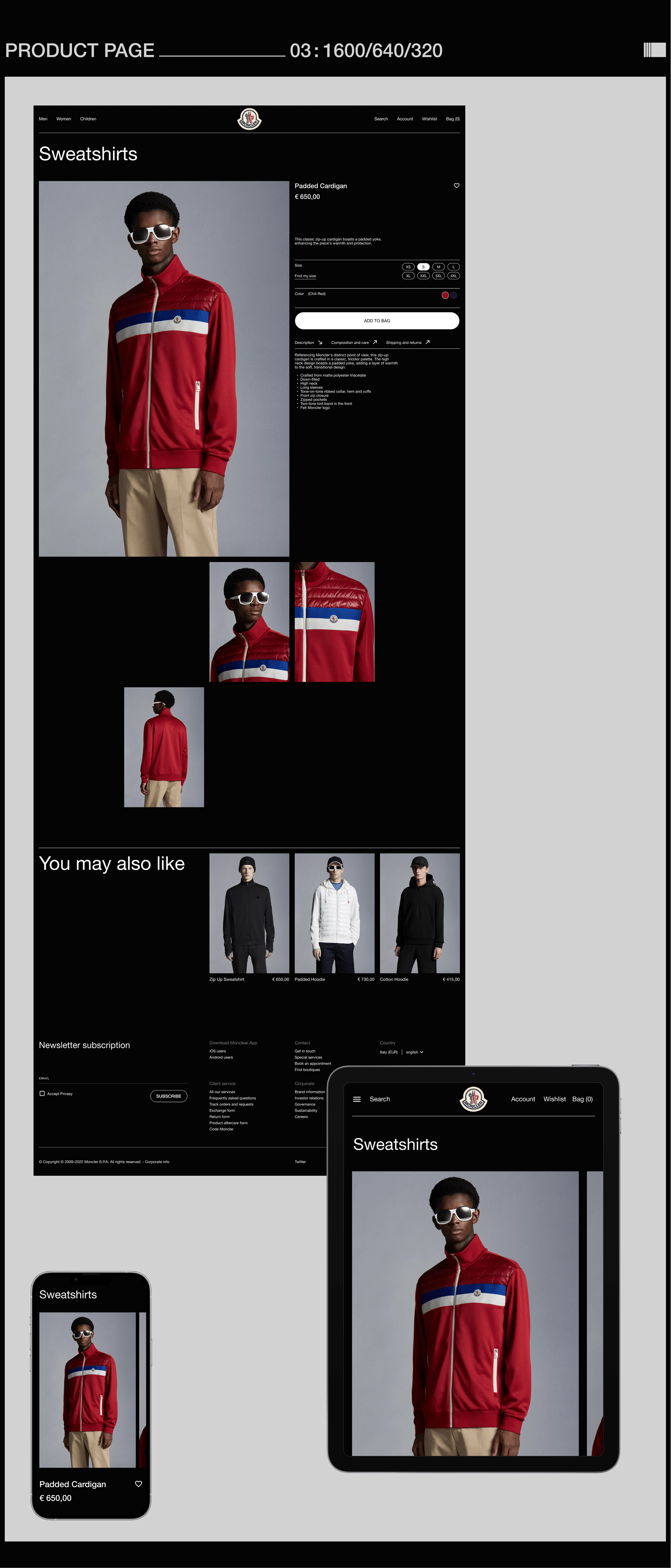MONCLER — E-commerce redesign — Изображение №7 — Интерфейсы, Графика на Dprofile
