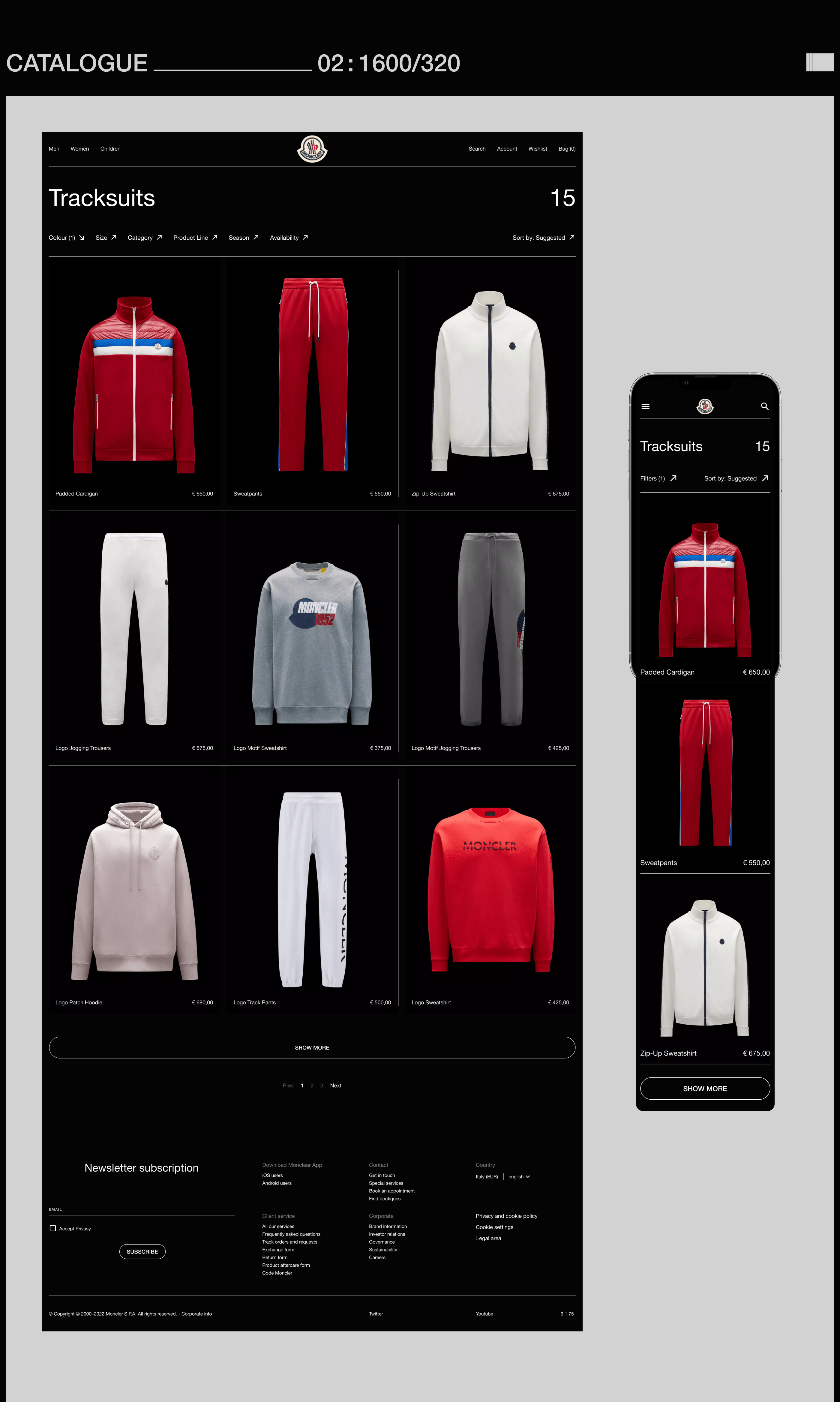 MONCLER — E-commerce redesign — Изображение №5 — Интерфейсы, Графика на Dprofile