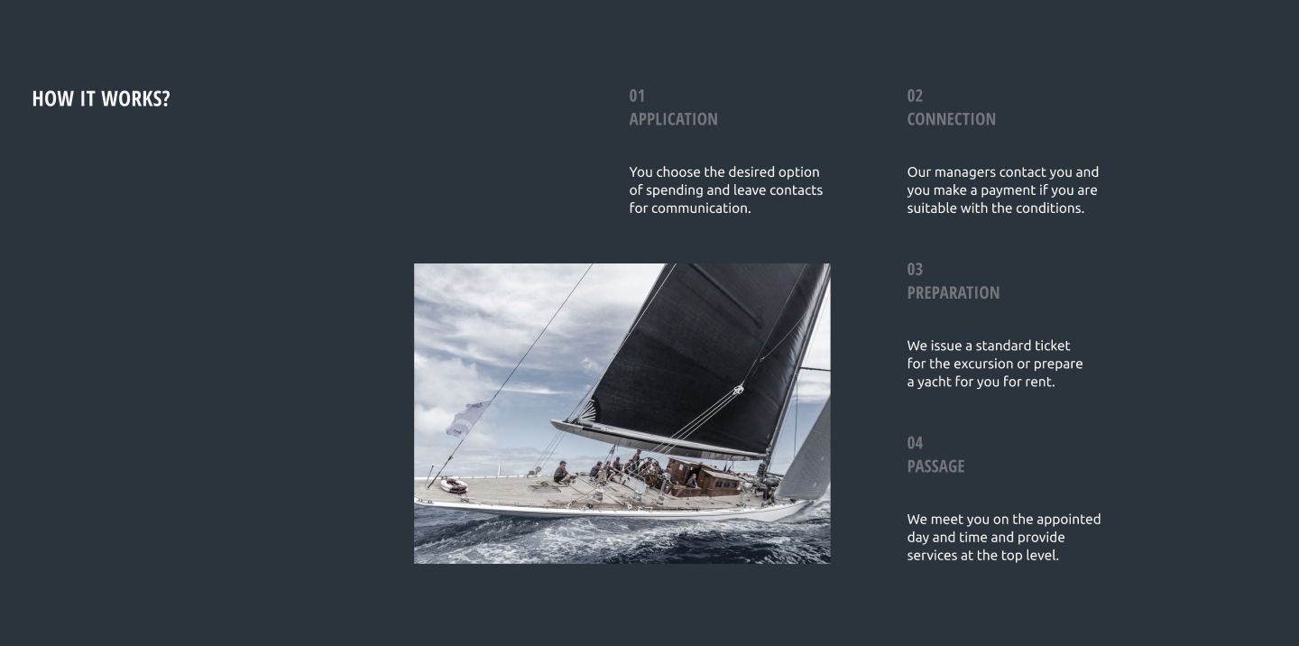 Landing page - yacht-club DWRA Tilda — Изображение №4 — Интерфейсы, Анимация на Dprofile