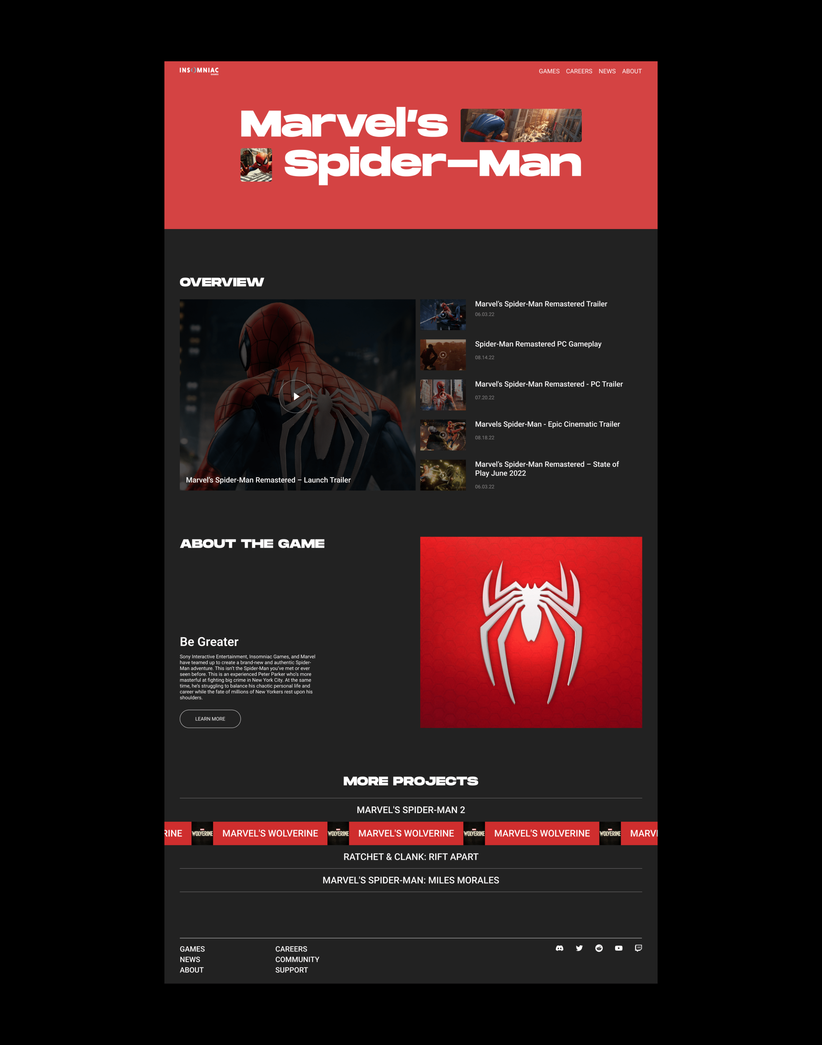 Redesign Concept: Insomniac Games Corporate website — Изображение №8 — Интерфейсы, Брендинг на Dprofile