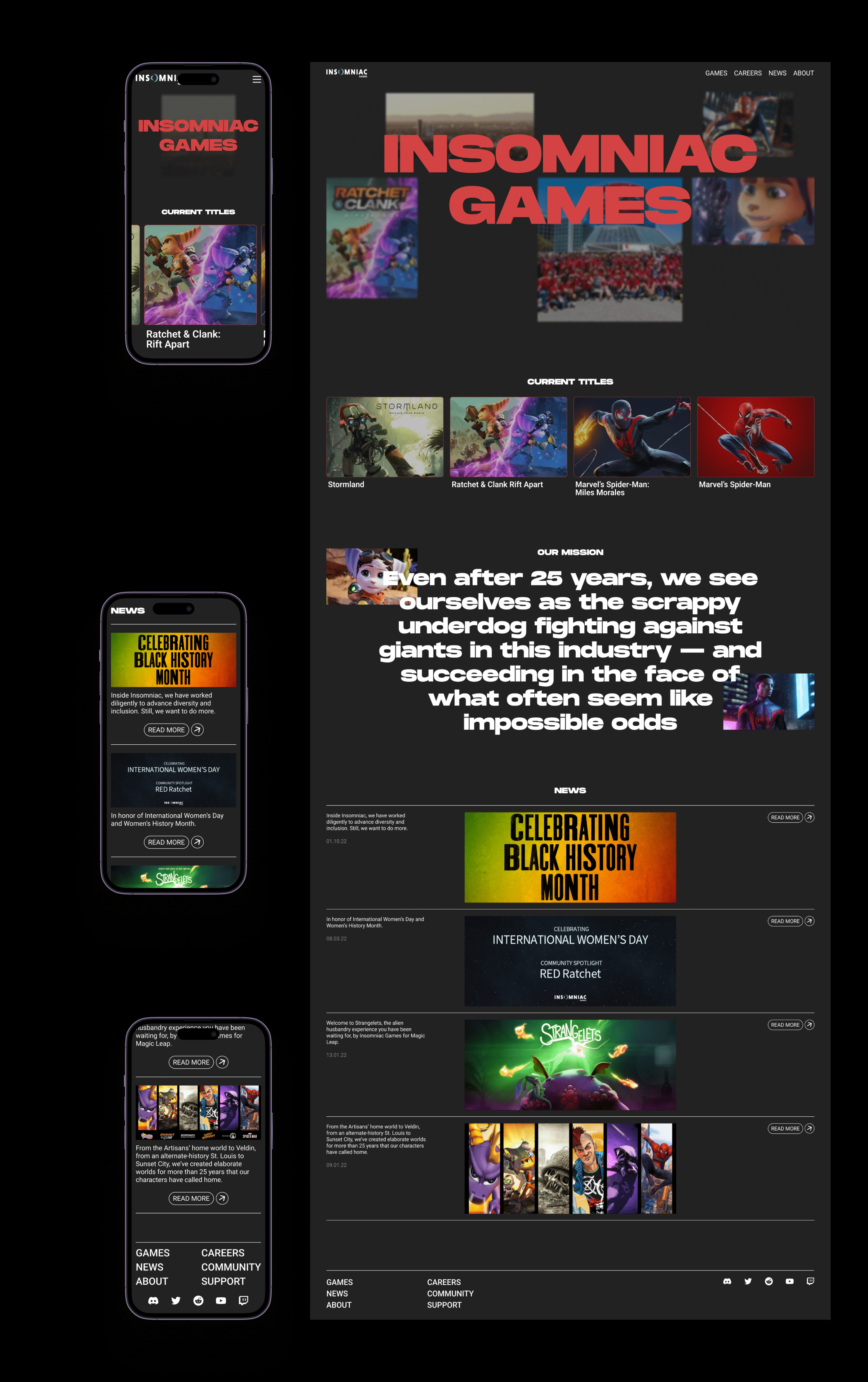 Redesign Concept: Insomniac Games Corporate website — Изображение №6 — Интерфейсы, Брендинг на Dprofile