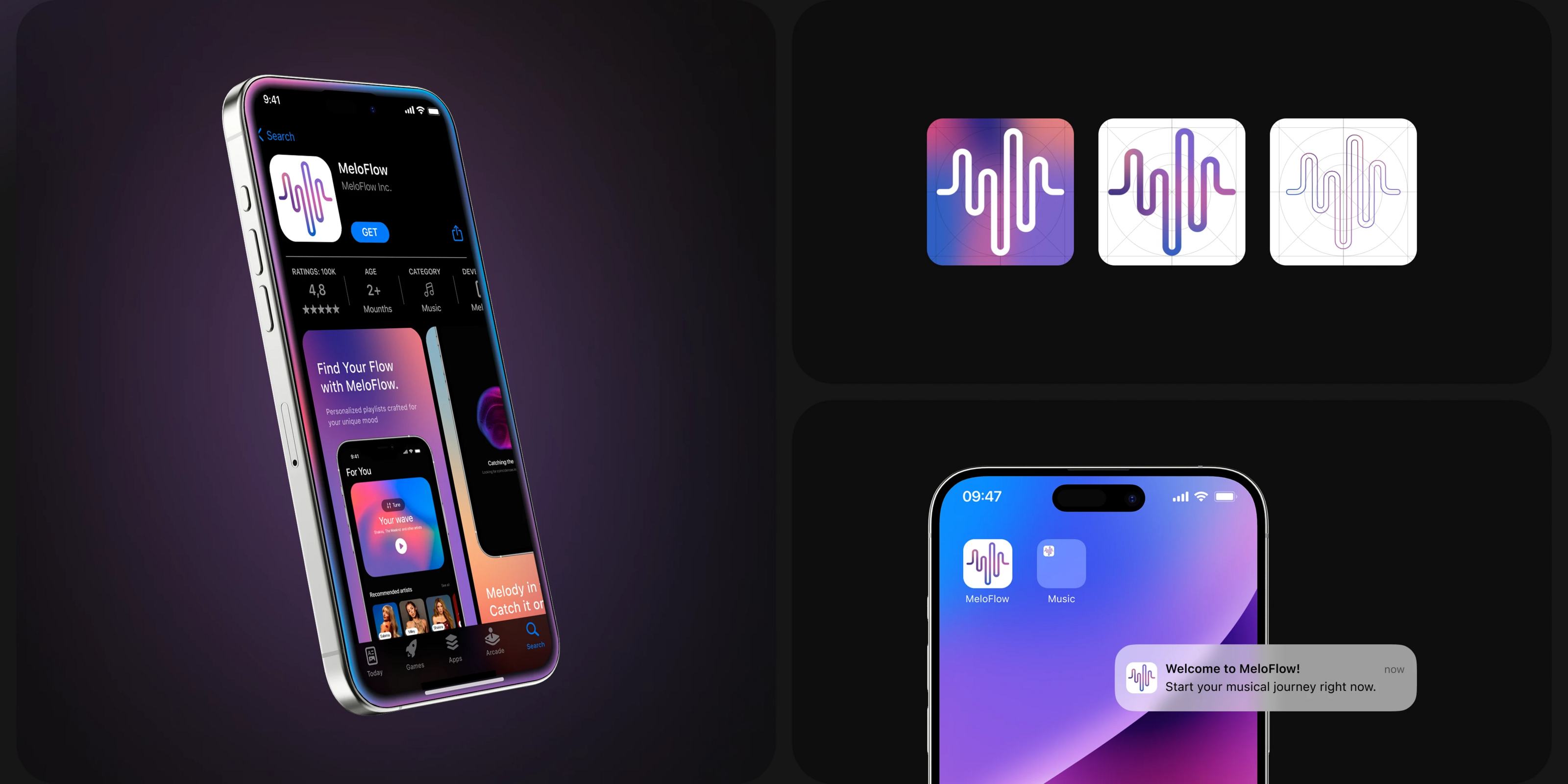 MeloFlow | Music Mobile App — Изображение №3 — Интерфейсы на Dprofile