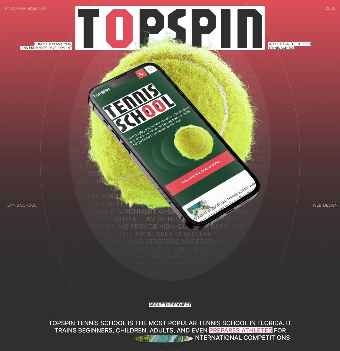 TOPSPIN tennis school | Website — Изображение №1 — Интерфейсы, Брендинг на Dprofile