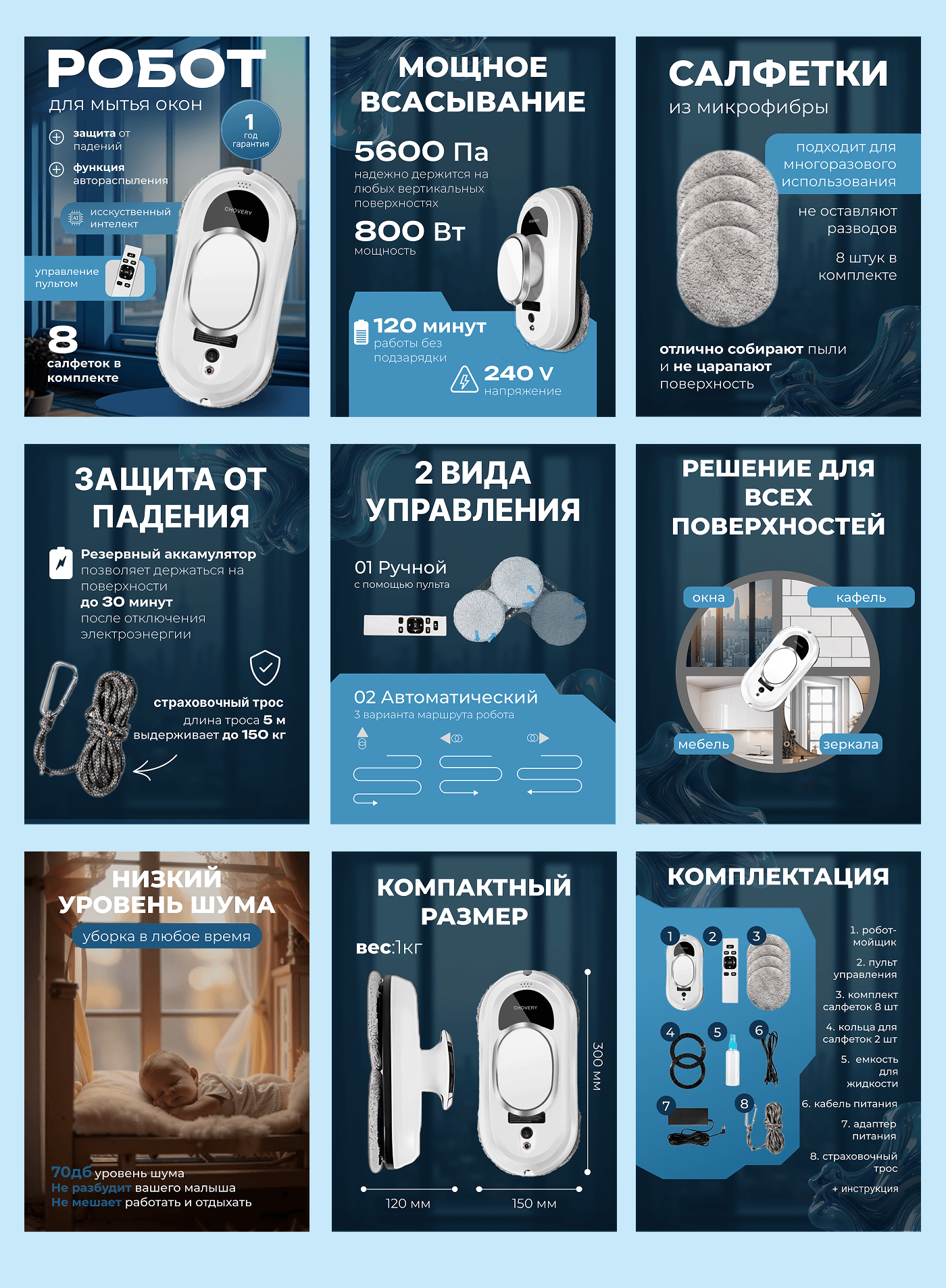 Инфографика для маркетплейсов "Робот мойщик окон" — Изображение №3 — Графика на Dprofile
