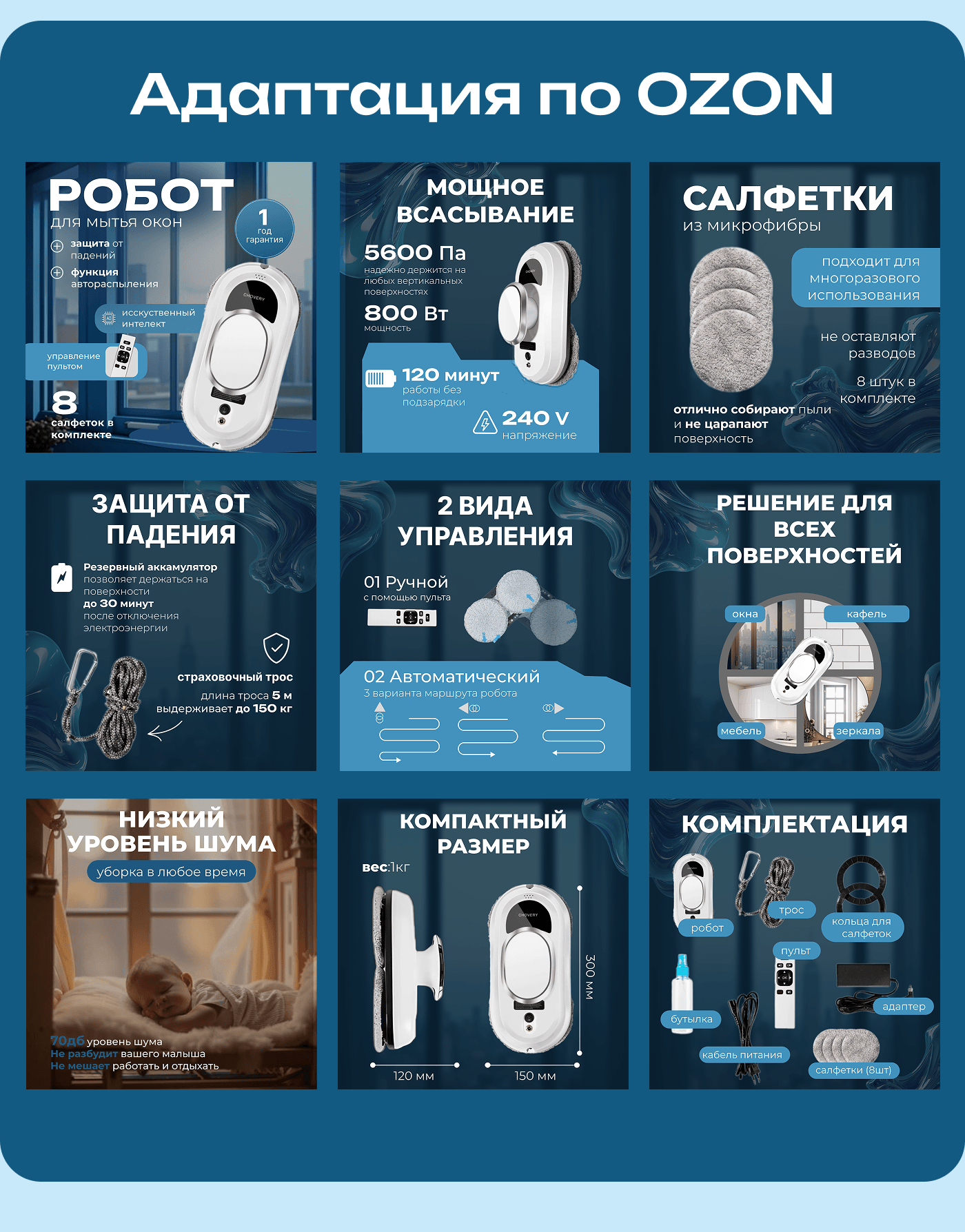 Инфографика для маркетплейсов "Робот мойщик окон" — Изображение №4 — Графика на Dprofile