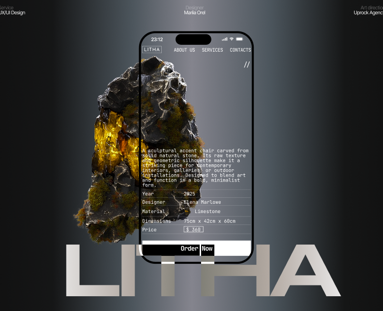 Сайт для мебели из камня LITHA — Интерфейсы на Dprofile