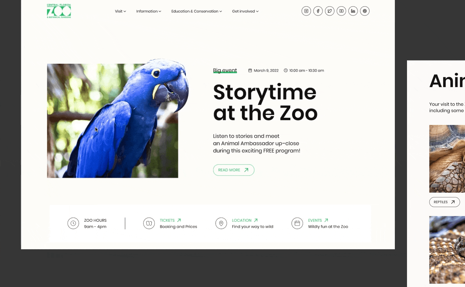 Central Florida Zoo & Botanical Gardens | Redesign website — Изображение №7 — Интерфейсы на Dprofile