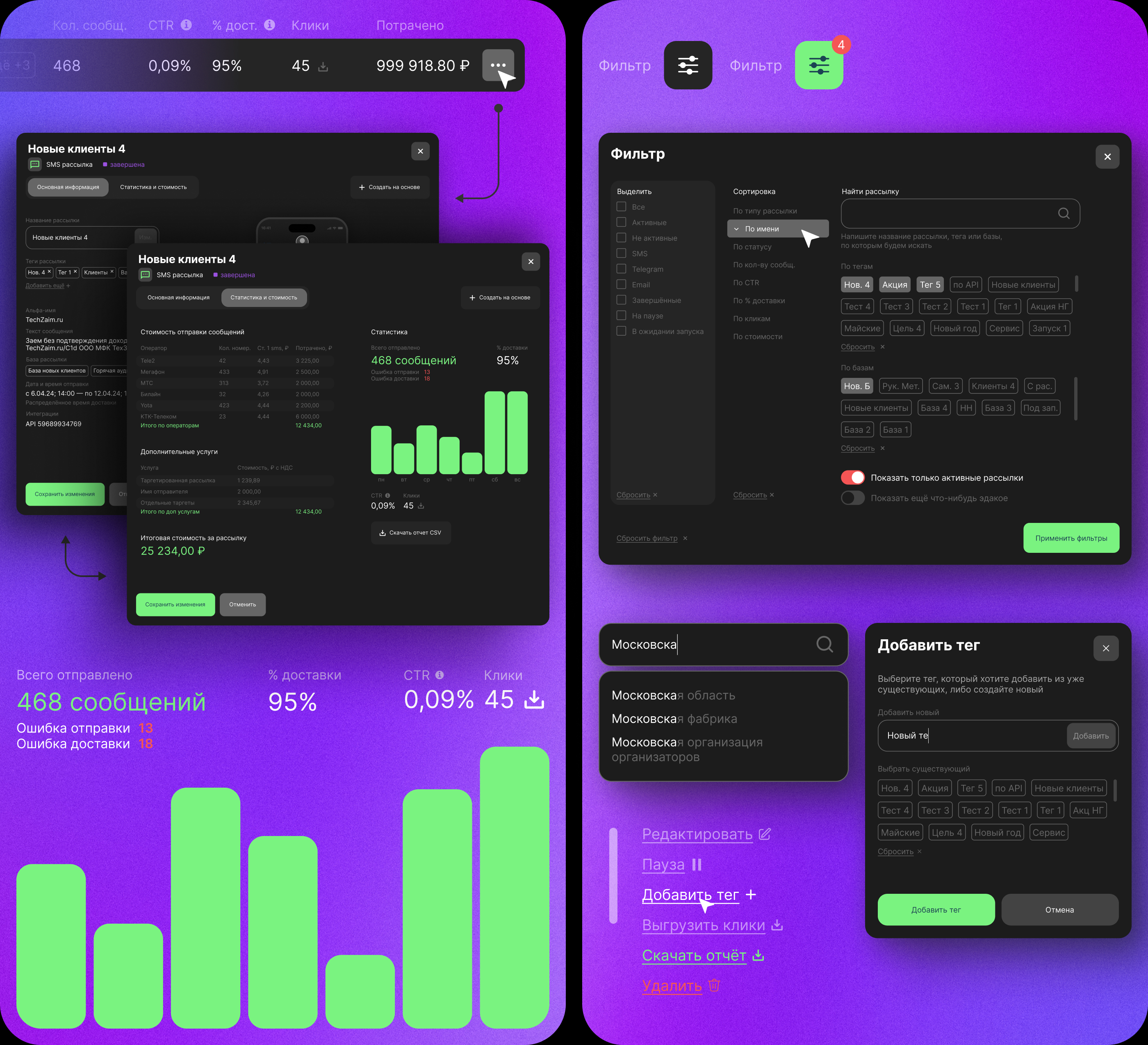 SMSLeads | Сервис рассылок v1.0 — Изображение №15 — Интерфейсы на Dprofile