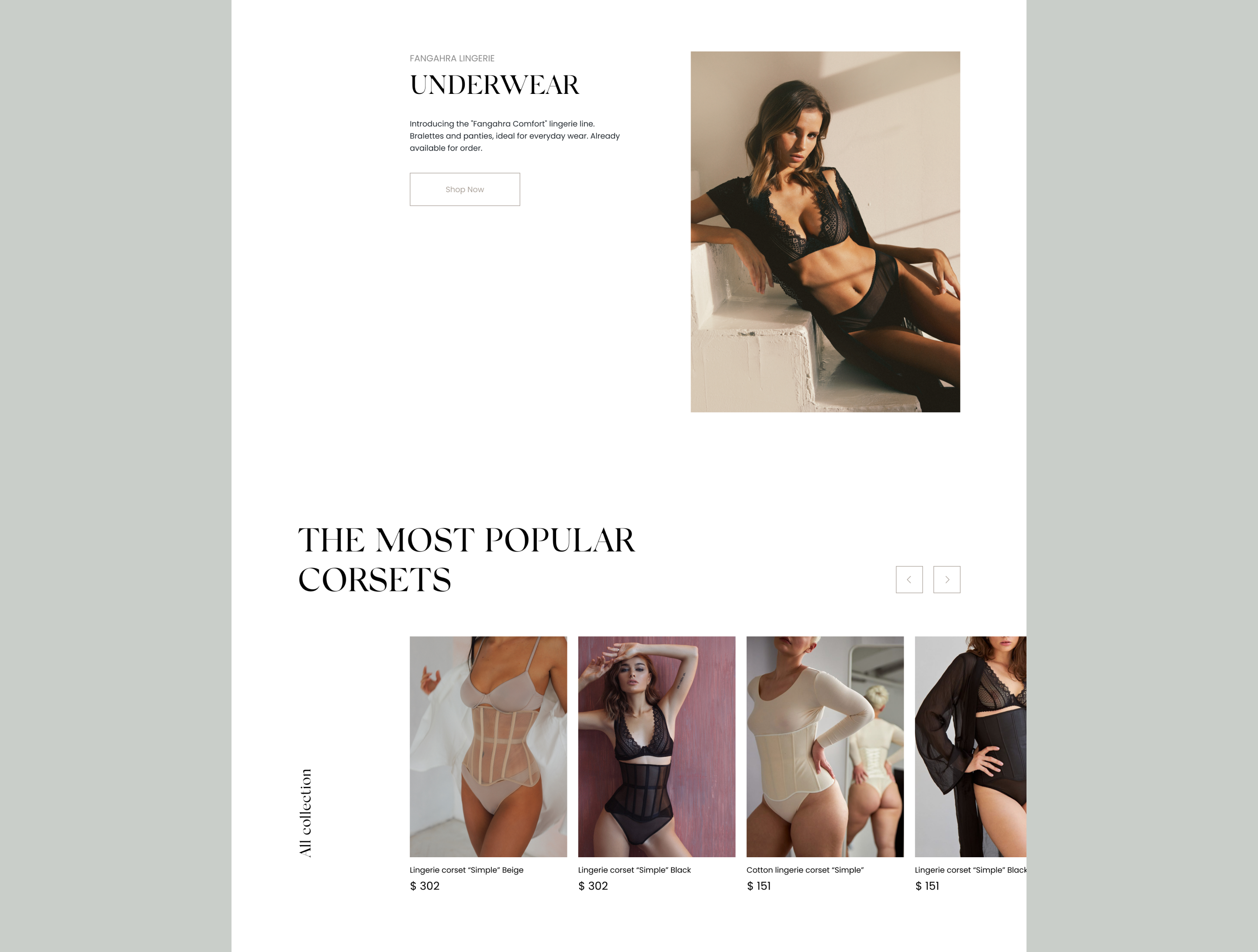 Fangahra's corsets & lingerie | E-commerce | Redesign — Изображение №6 — Интерфейсы на Dprofile