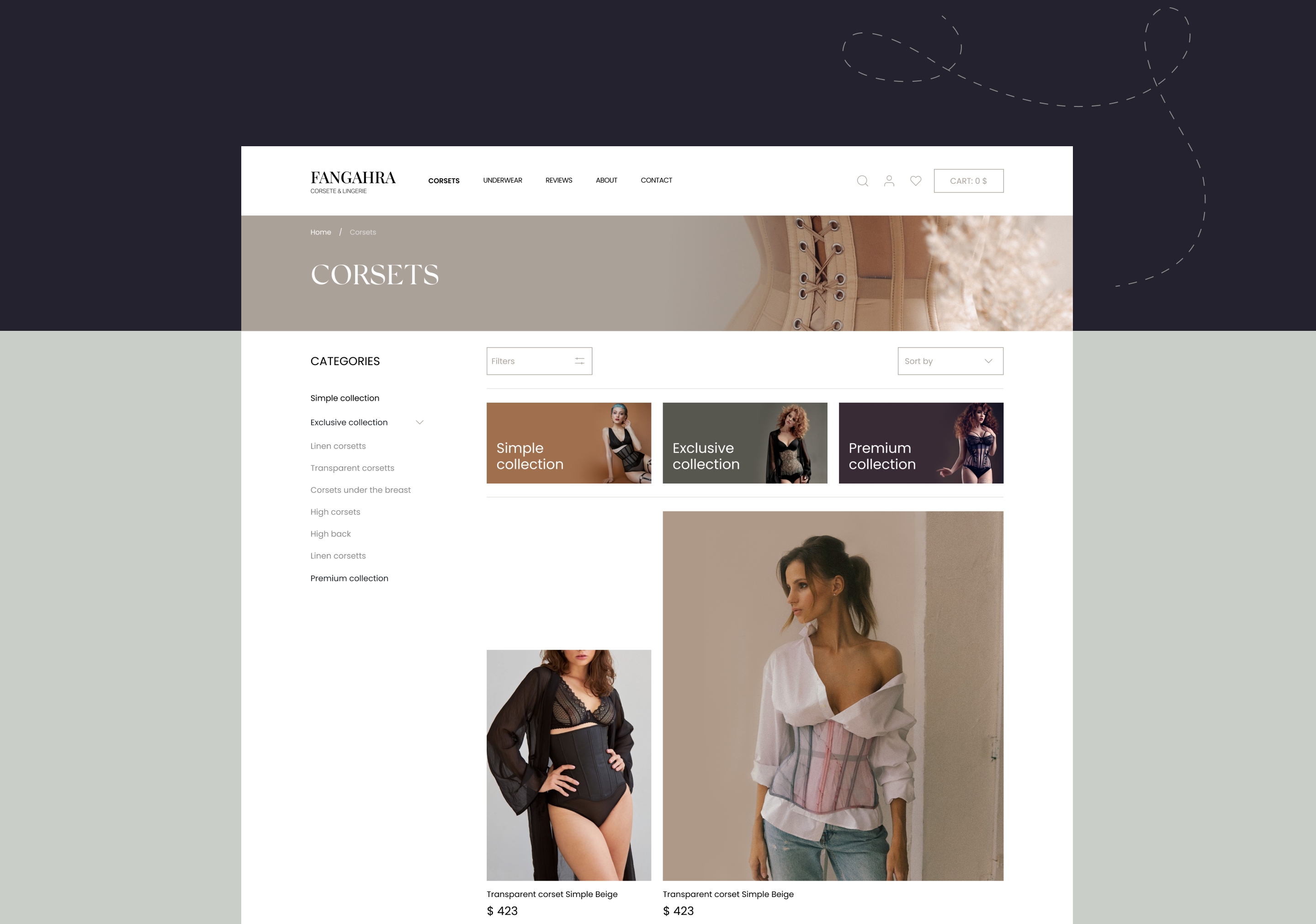Fangahra's corsets & lingerie | E-commerce | Redesign — Изображение №13 — Интерфейсы на Dprofile